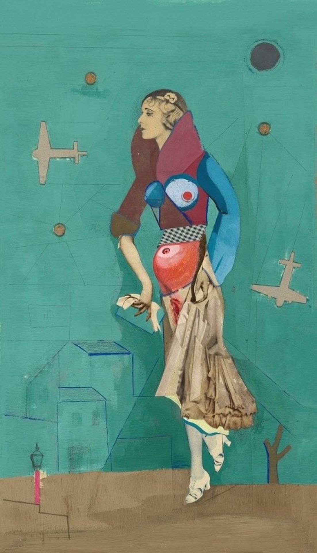 Frau, zwei Flugzeuge, Bomben by Karl Wiener
