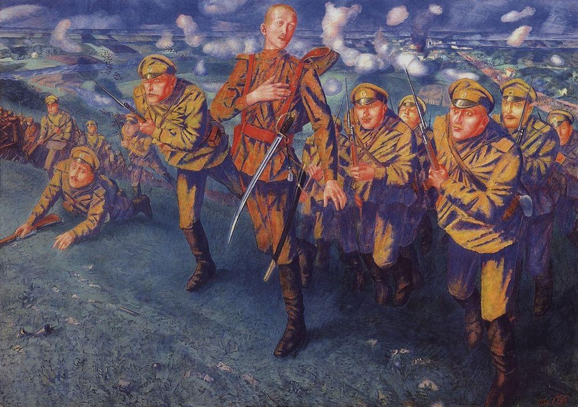 On the Line of Fire by Kuzma Petrov-Vodkin