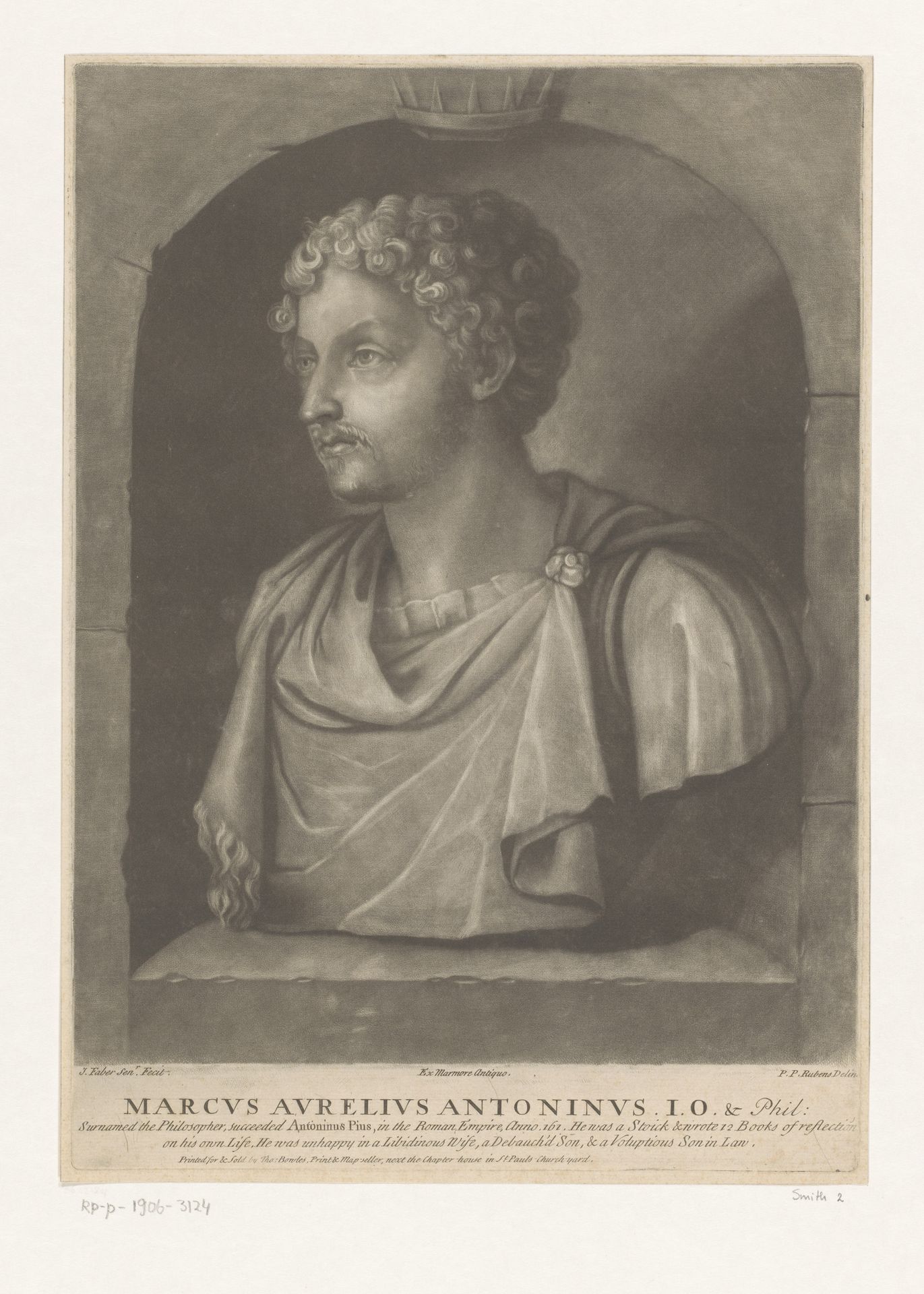 Portret van Marcus Aurelius by John (I) Faber
