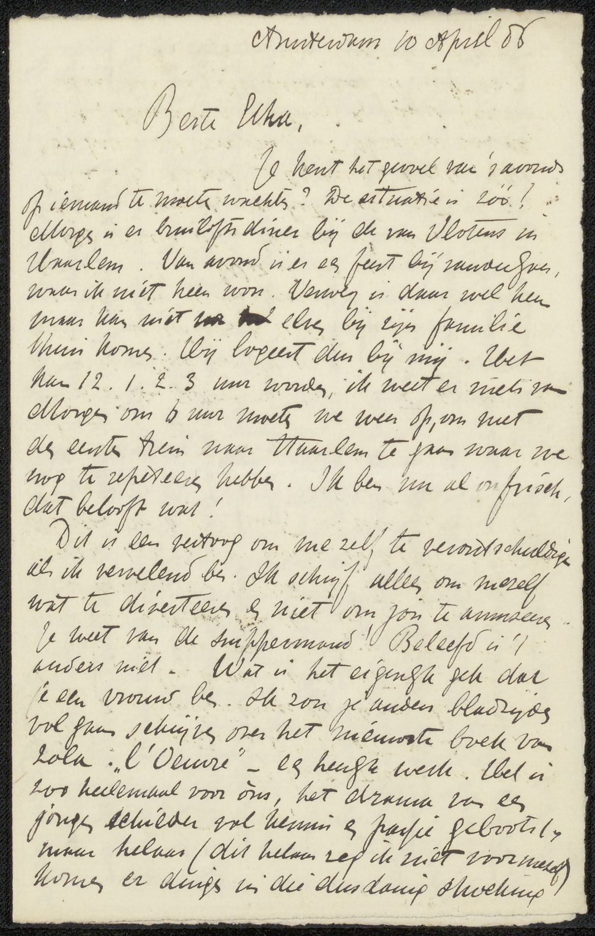 Brief aan Etha Fles by Jan Veth