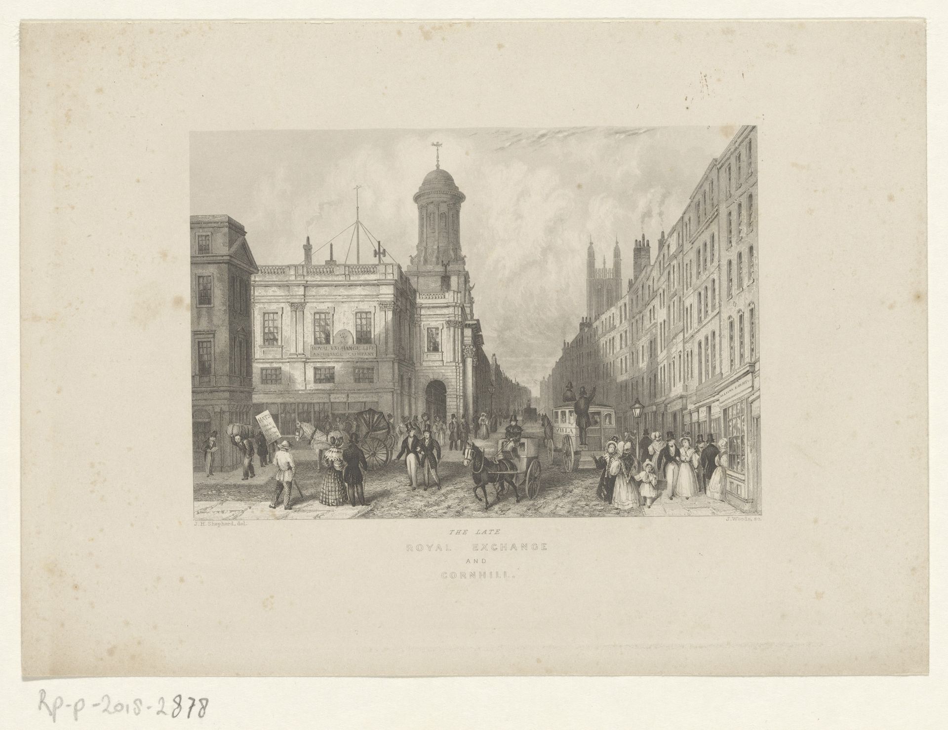 Gezicht op de Royal Exchange, te Londen by John Woods