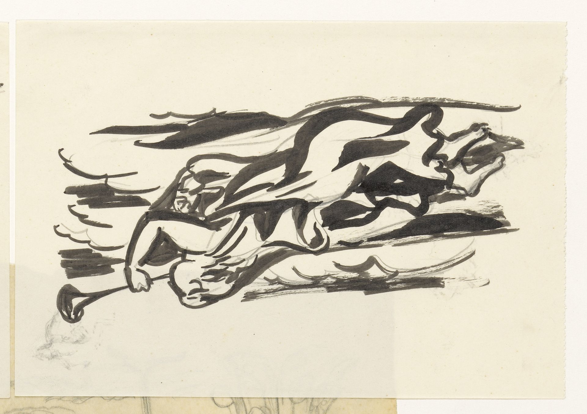 Zwevende vrouw met trompet by Leo Gestel