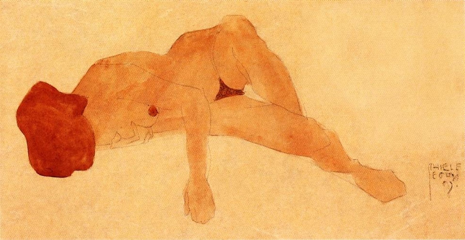 Reclining Female Nude by Egon Schiele
