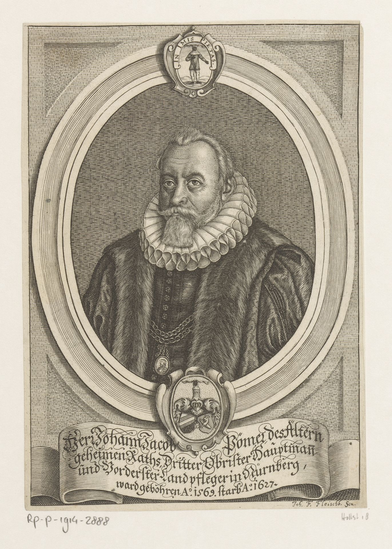 Portret van Johann Jakob Pömer by Johann Friedrich Fleischberger