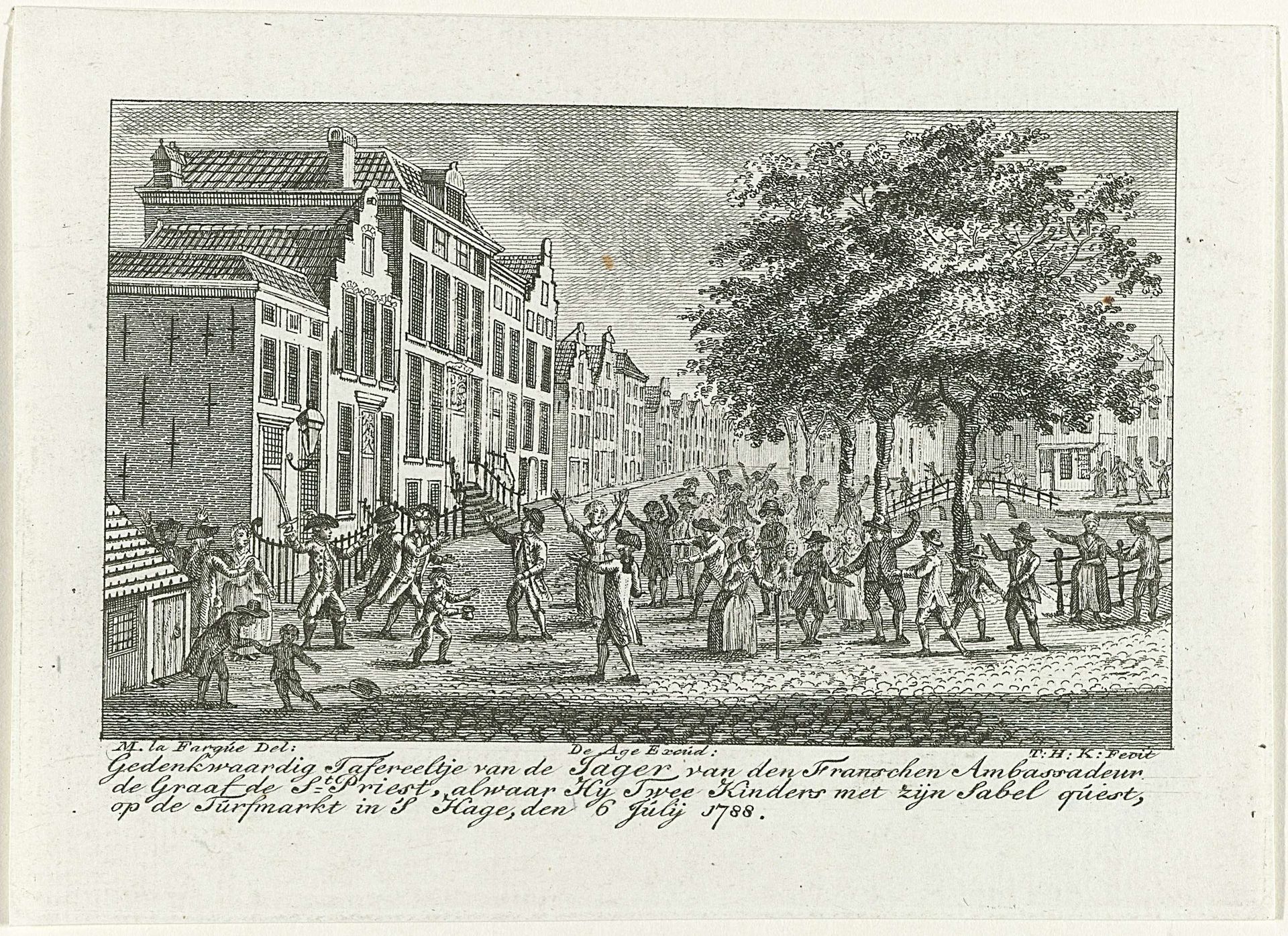 Incident met de jager van de Franse ambassadeur, 1788 by Theodoor Koning