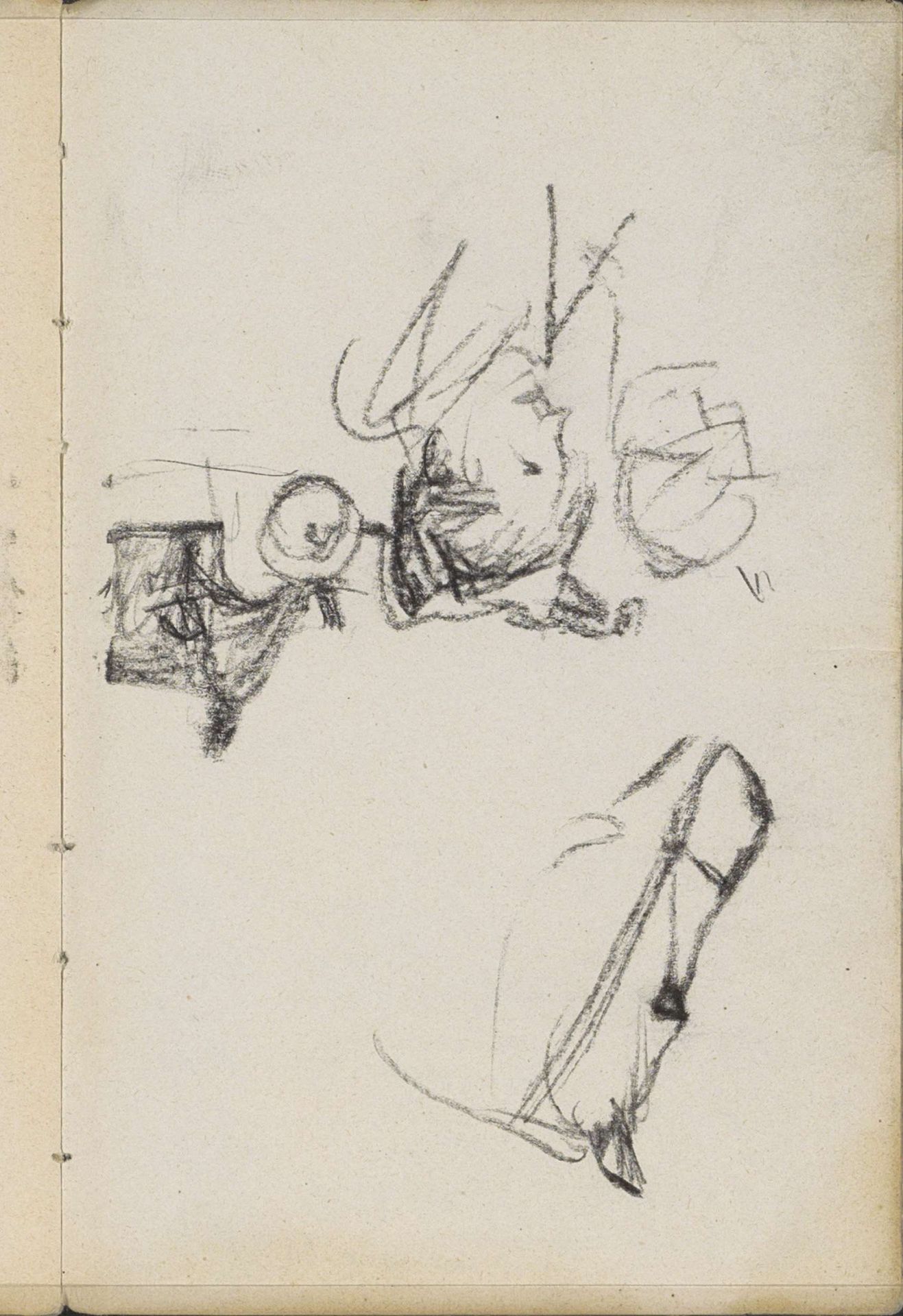 Studieblad met een paardenhoofd, een figuur en een kar by George Hendrik Breitner