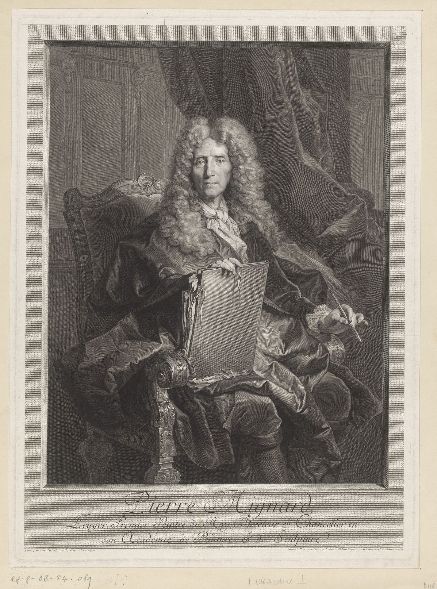 Portret van Pierre Mignard by Georg Friedrich Schmidt