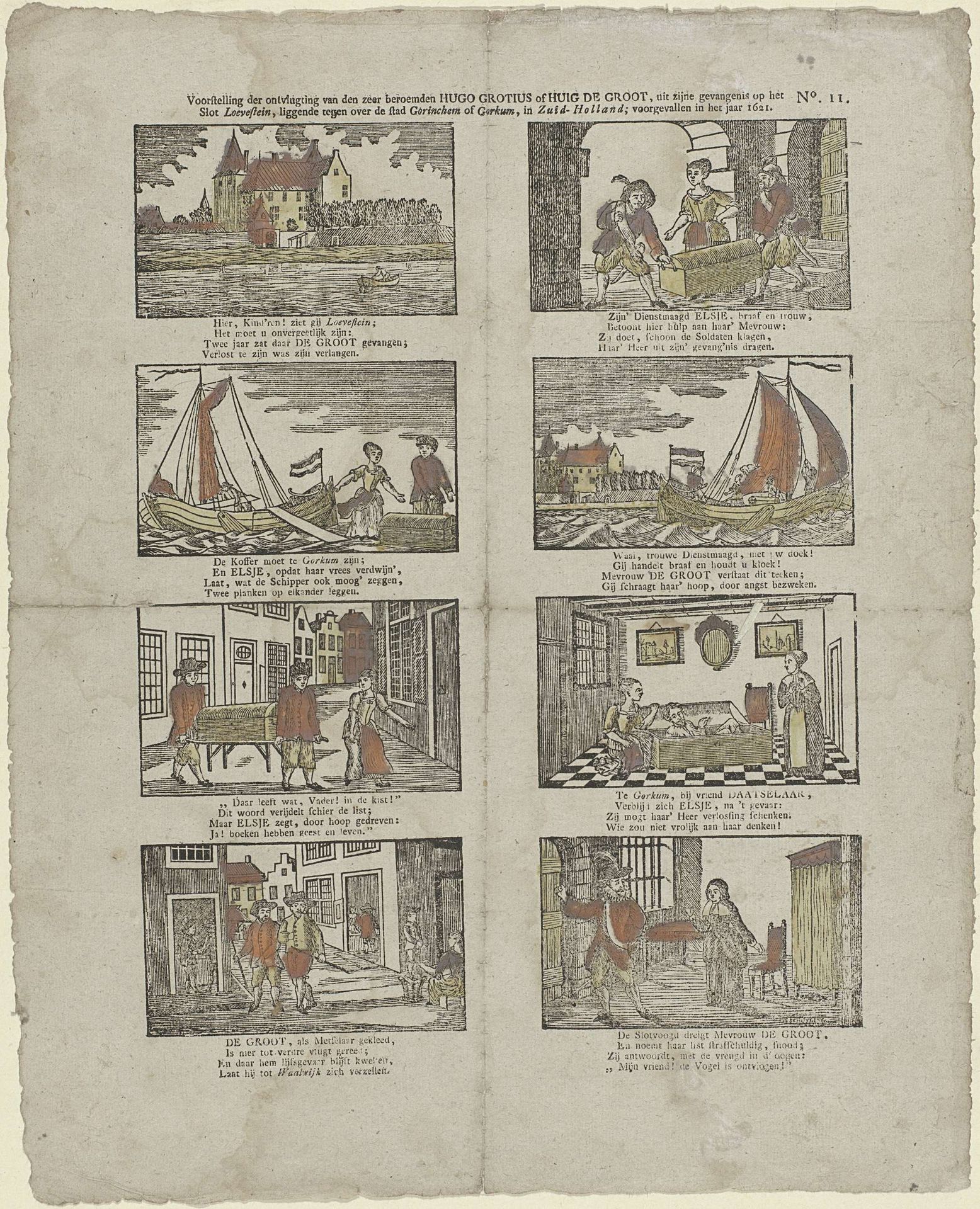 Voorstelling der ontvlugting van den zeer beroemden Hugo Grotius of Hugo de Groot (...) by Christiaan Jacob Schuyling