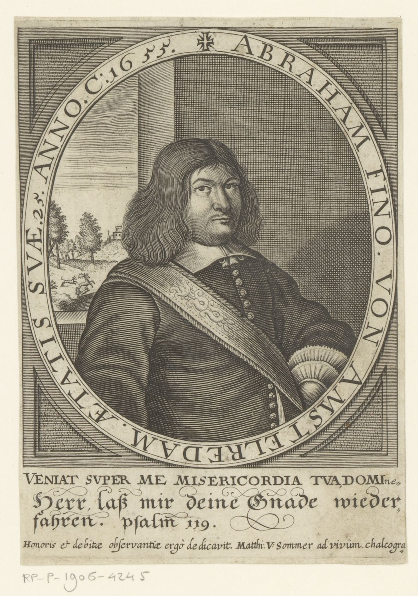 Portret van Abraham Fino by Matthias van Sommer