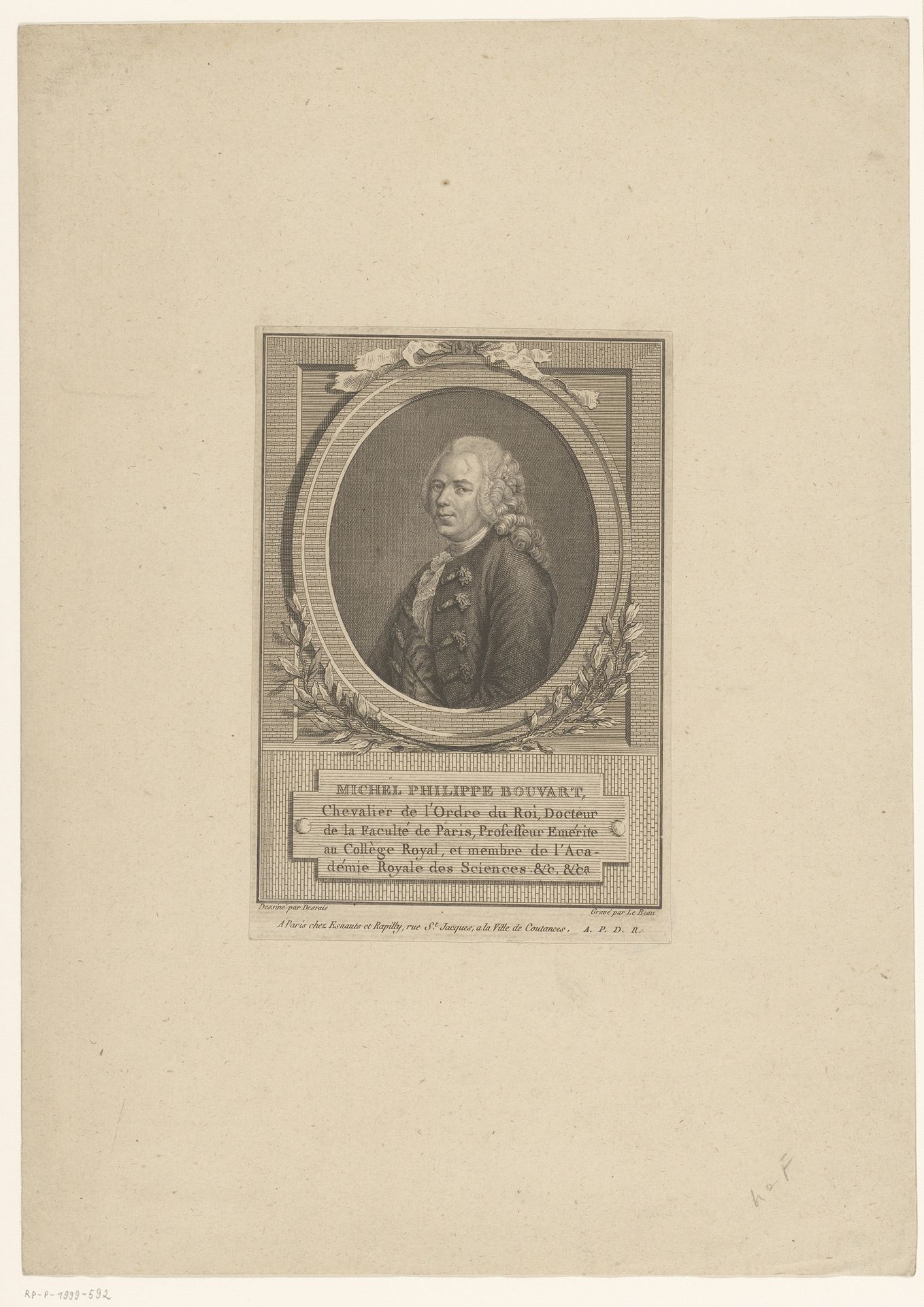 Portret van Michel-Philippe Bouvart by Pierre Adrien Le Beau