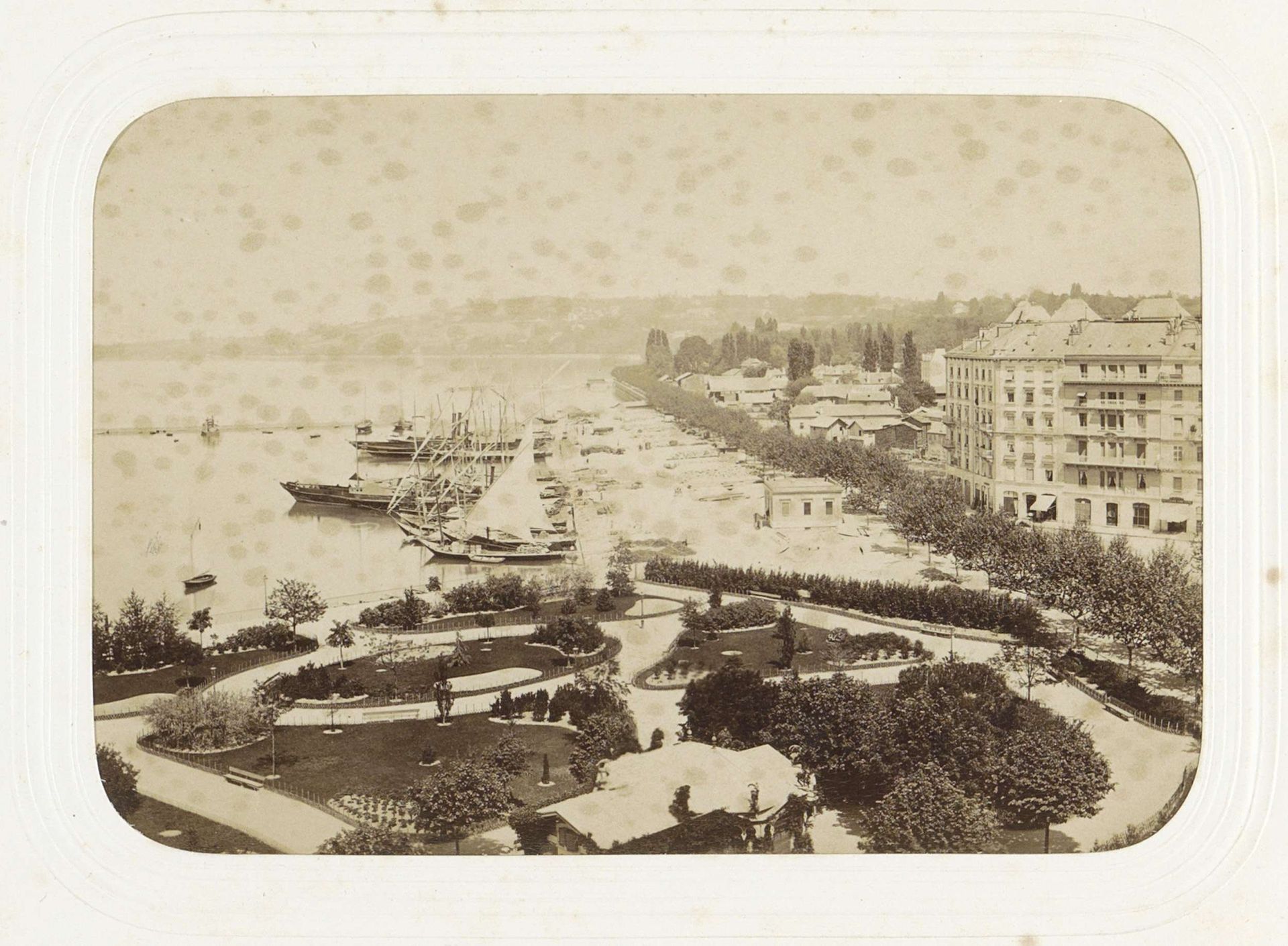 Gezicht op de Quai des Eaux-Vives in Genève by Auguste Garcin