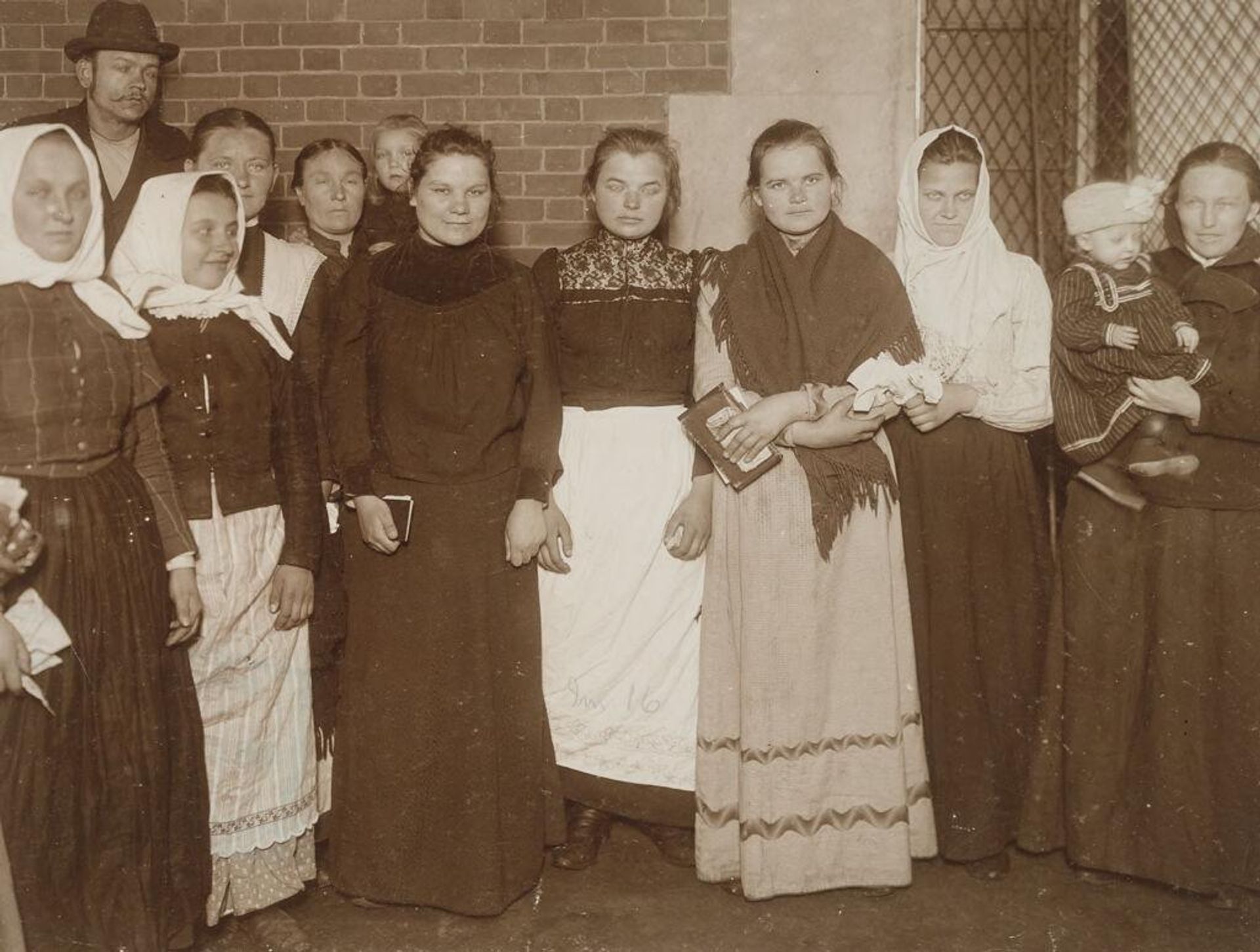 Races, Immigration: United States. New York. New York City. Immigrant Station: Regulation of Immigration at the Port of Entry. United States Immigrant Station, New York City: Group of Russian Girls by J. H. Adams
