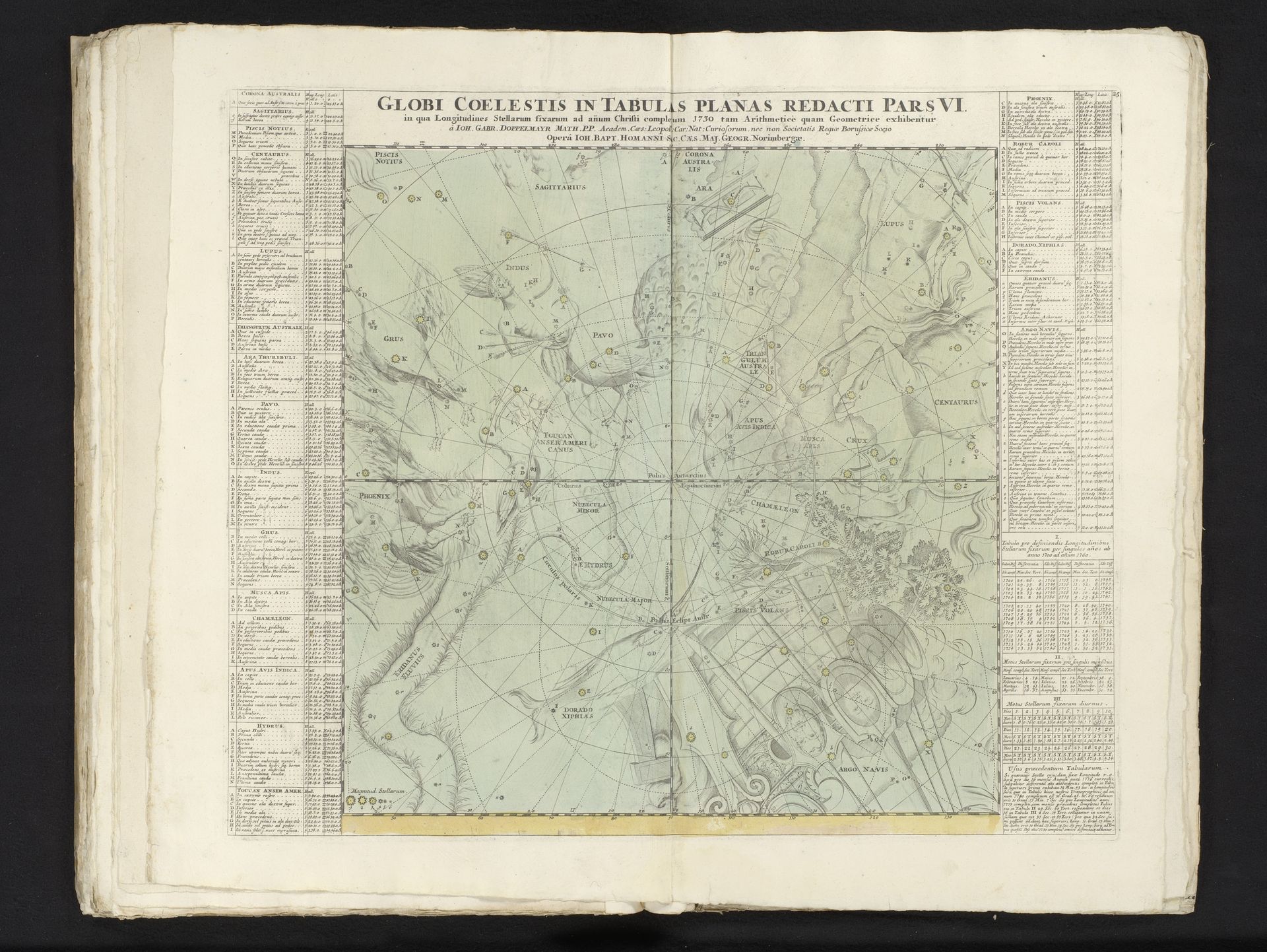 Zesde deel van een zesdelige reeks kaarten van de sterrenhemel aan het eind van het jaar 1730 by Anonymous