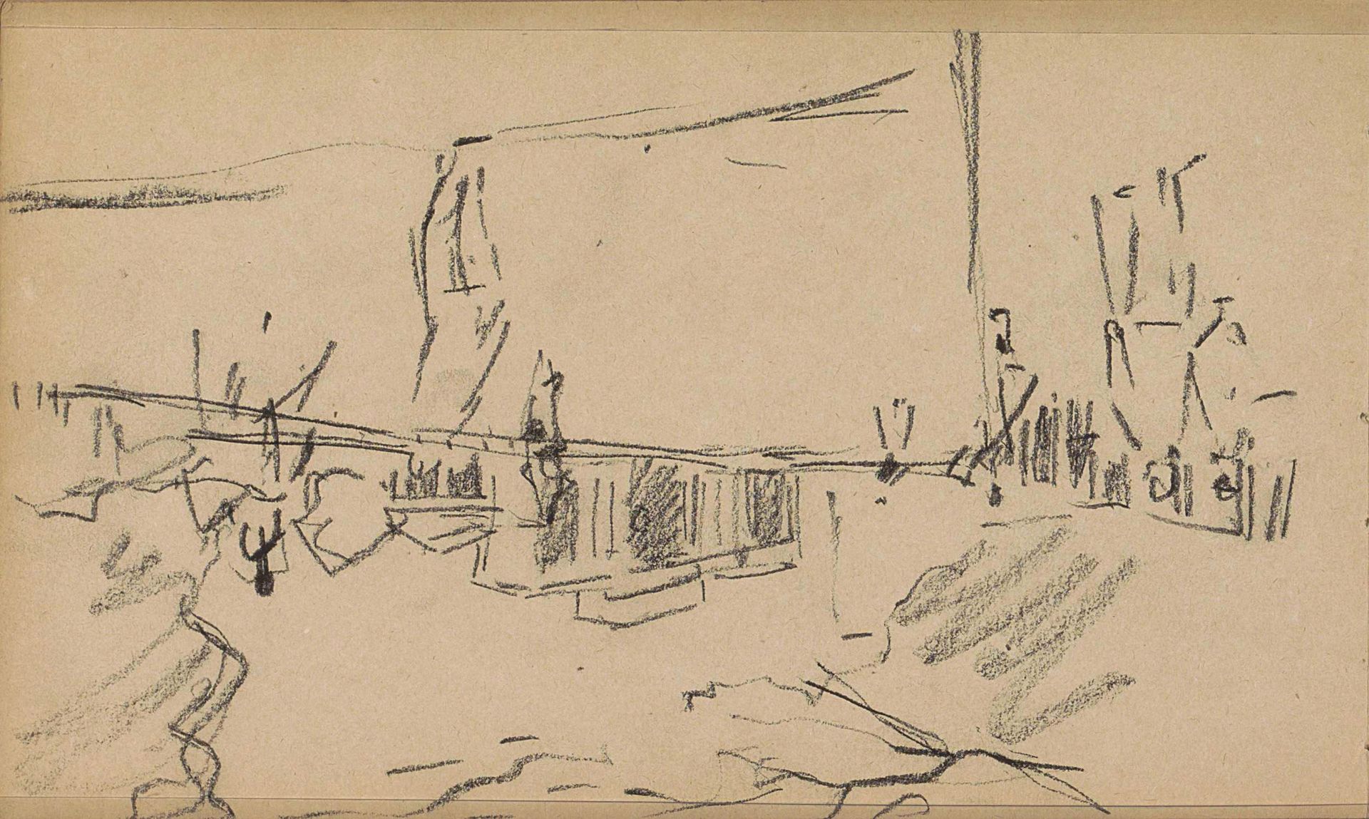 Gezicht op een park met bebouwing by Willem Witsen