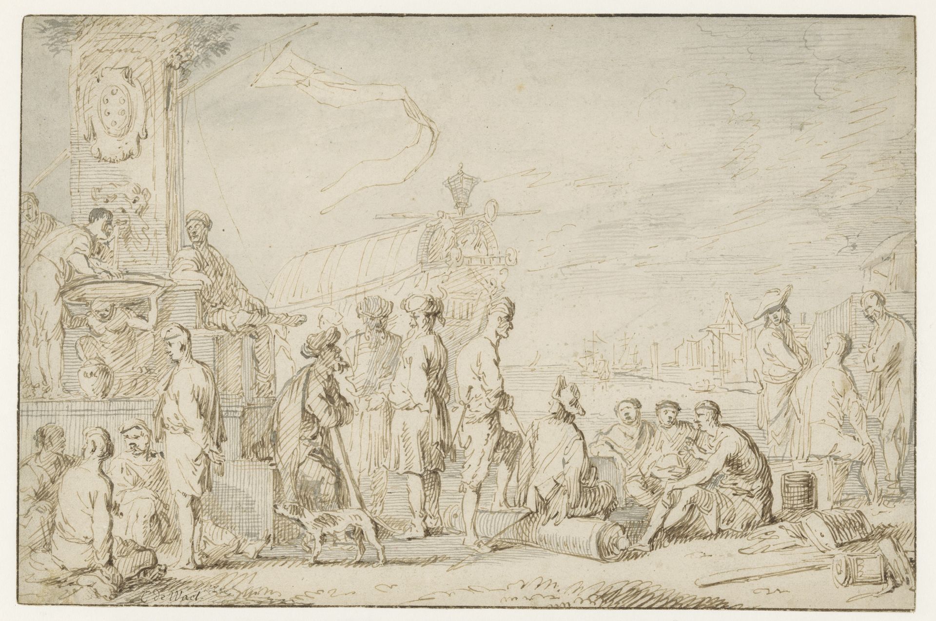 Oosterse zeehaven by Cornelis de Wael