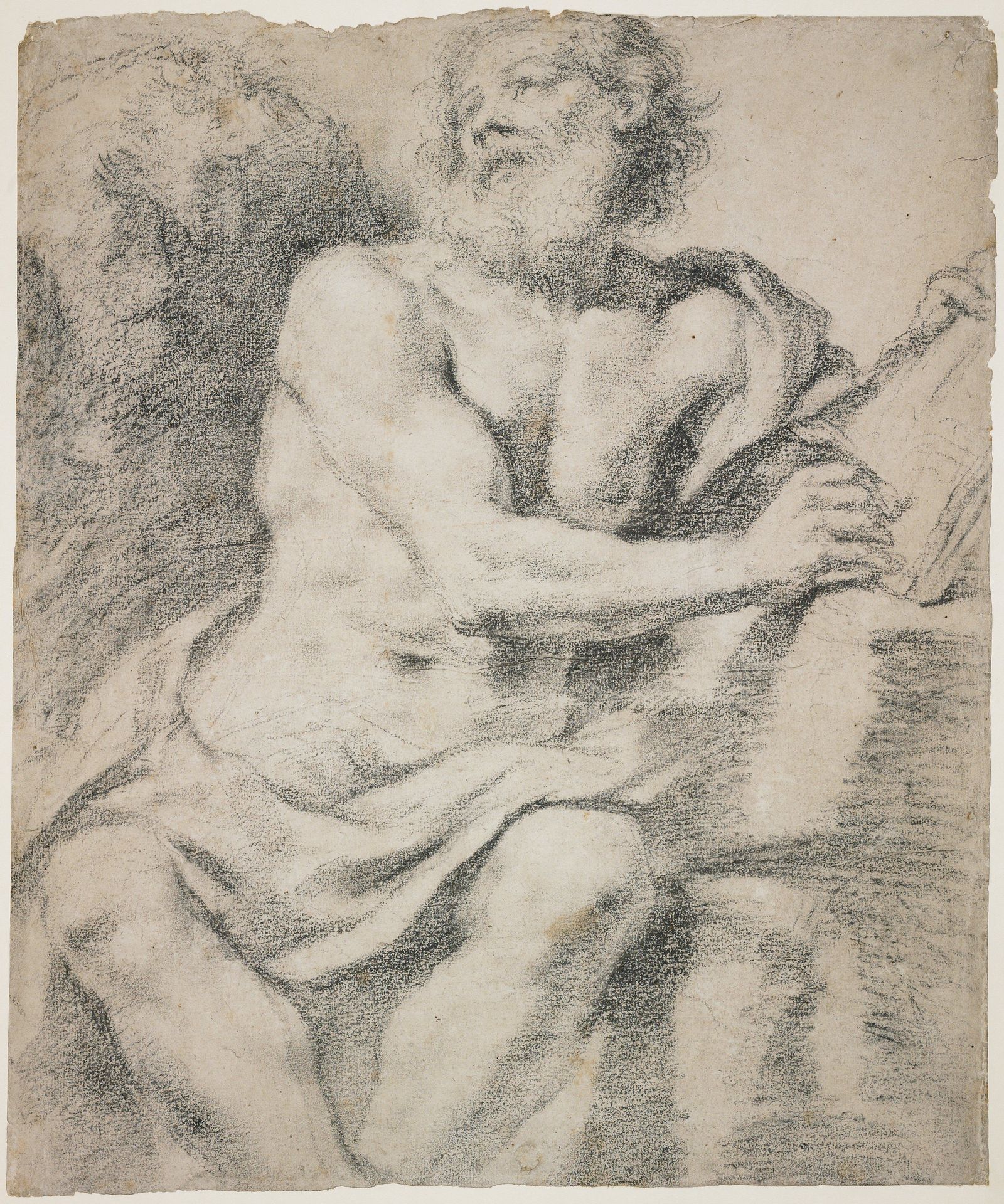 Study of a Male Saint Writing by Anonymous