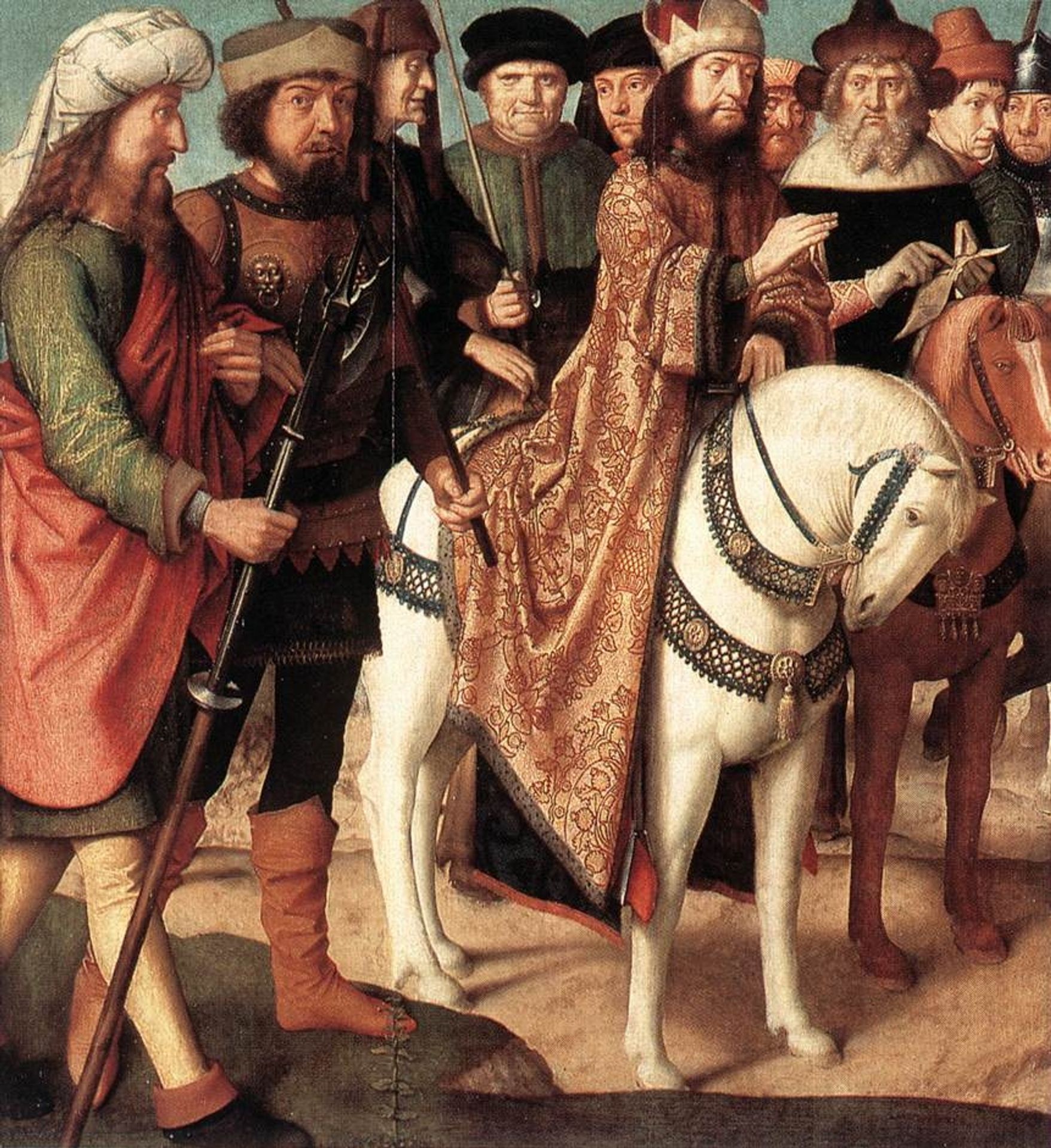 Roman soldiers and Jewish judges (left wing from the Triptych of the Crucifixion) by Gerard David