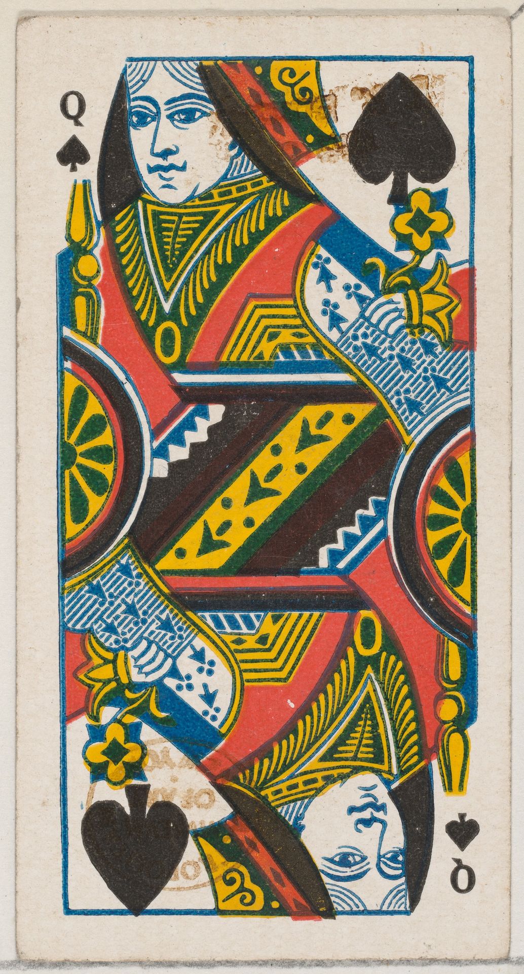 Queen of Spades (black), from the Playing Cards series (N84) for Duke brand cigarettes by W. Duke, Sons & Co.
