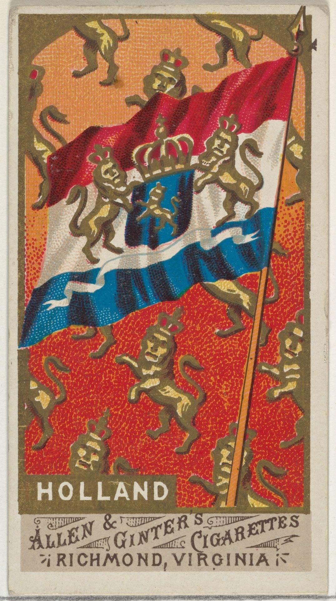 Holland, from Flags of All Nations, Series 1 (N9) for Allen & Ginter Cigarettes Brands by Allen & Ginter