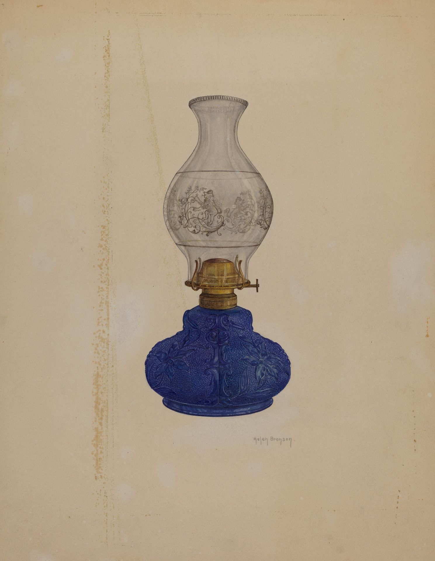 Blue Glass Lamp by Helen Bronson