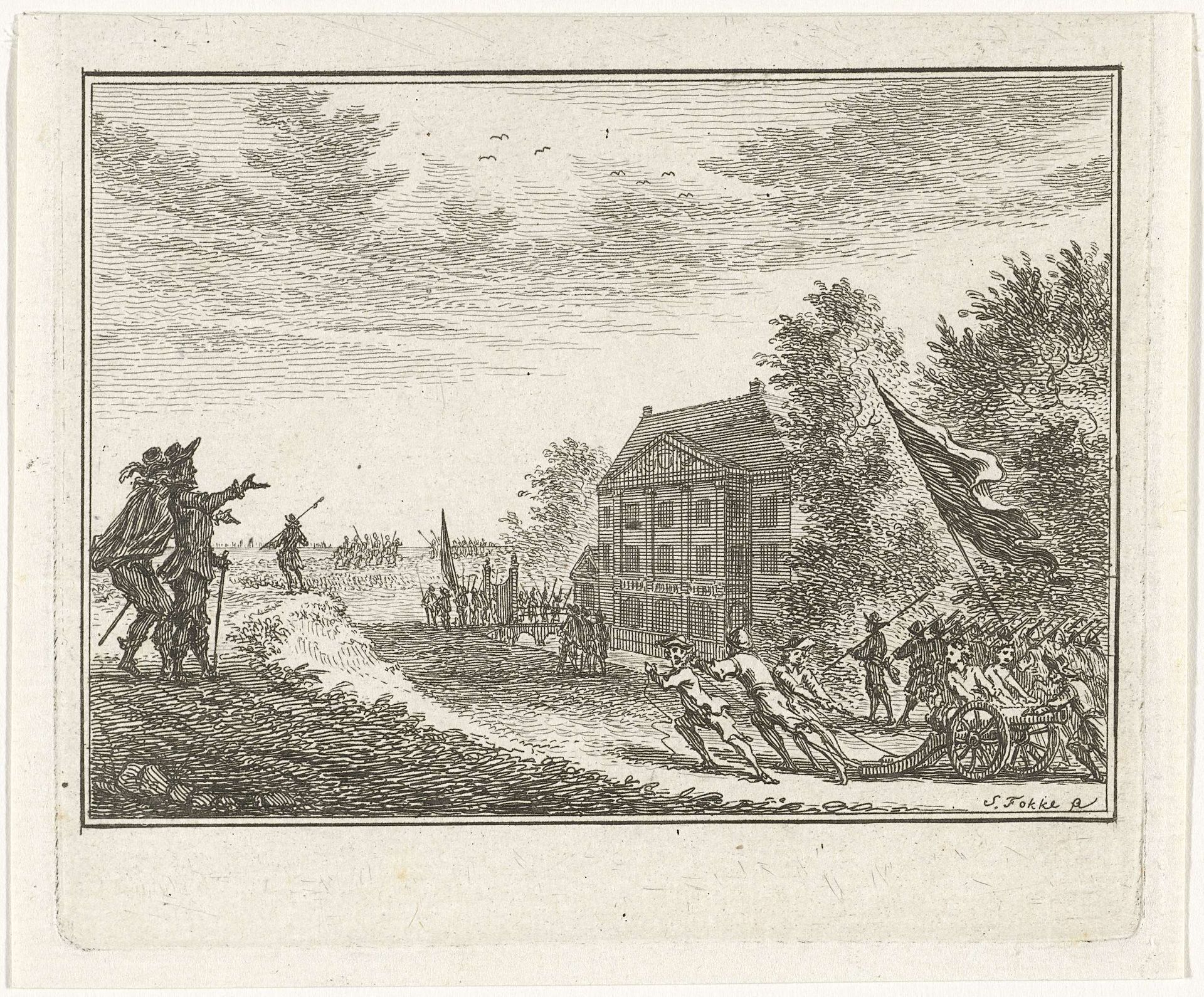 Leger bij een buitenhuis by Simon Fokke