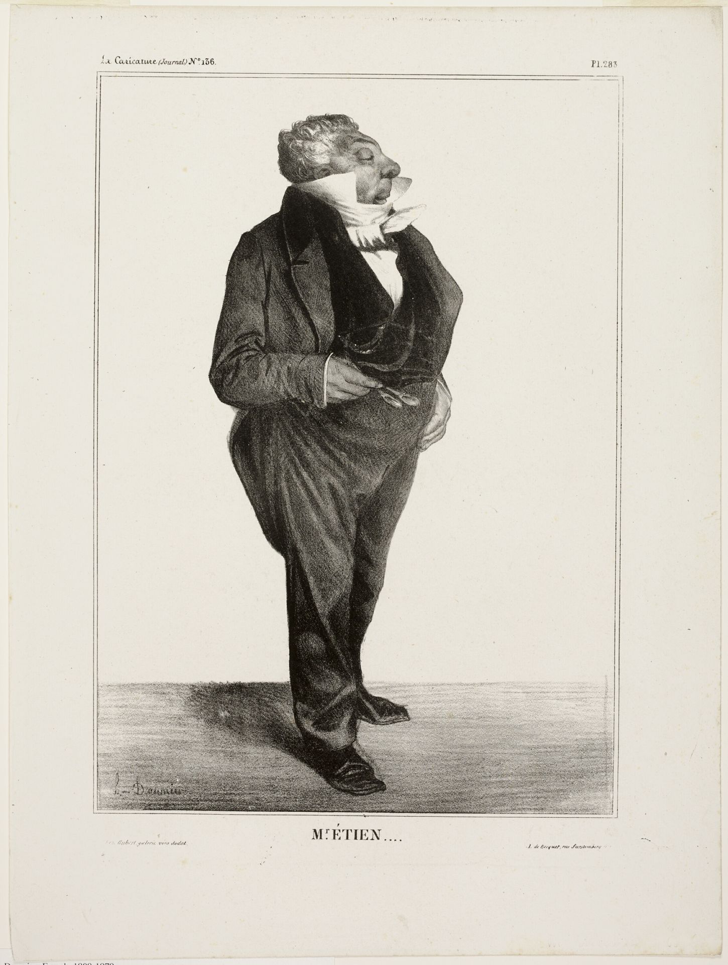 Mr. Étien...., plate 283 from Célébrités de la Caricature by Honoré Daumier