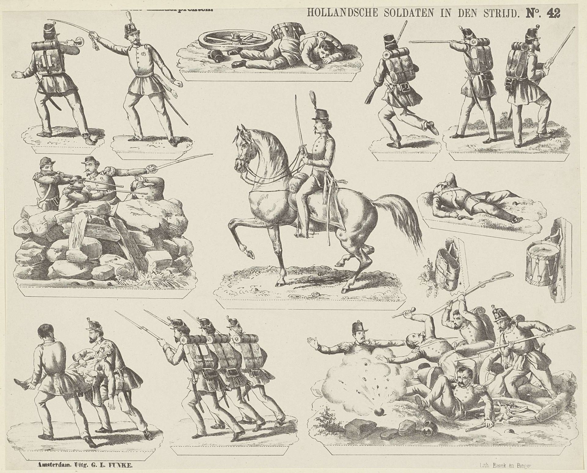 Hollandsche soldaten in den strijd by George Lodewijk Funke