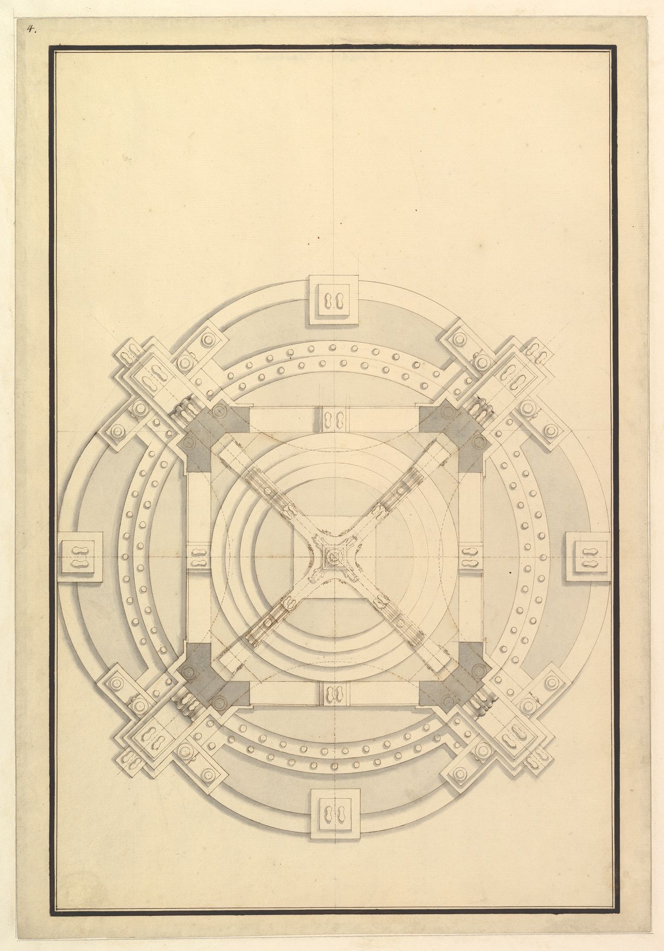 Ground Plan for a Catafalque for an electress of Bavaria by Giuseppe Galli Bibiena