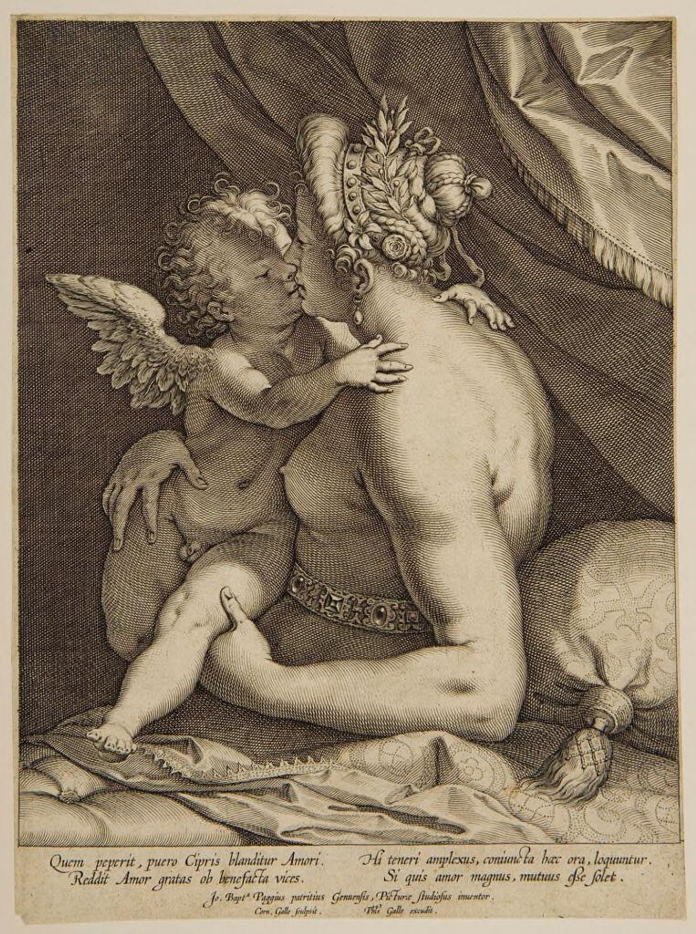 Venus Caressing Cupid by Cornelis Galle the Elder