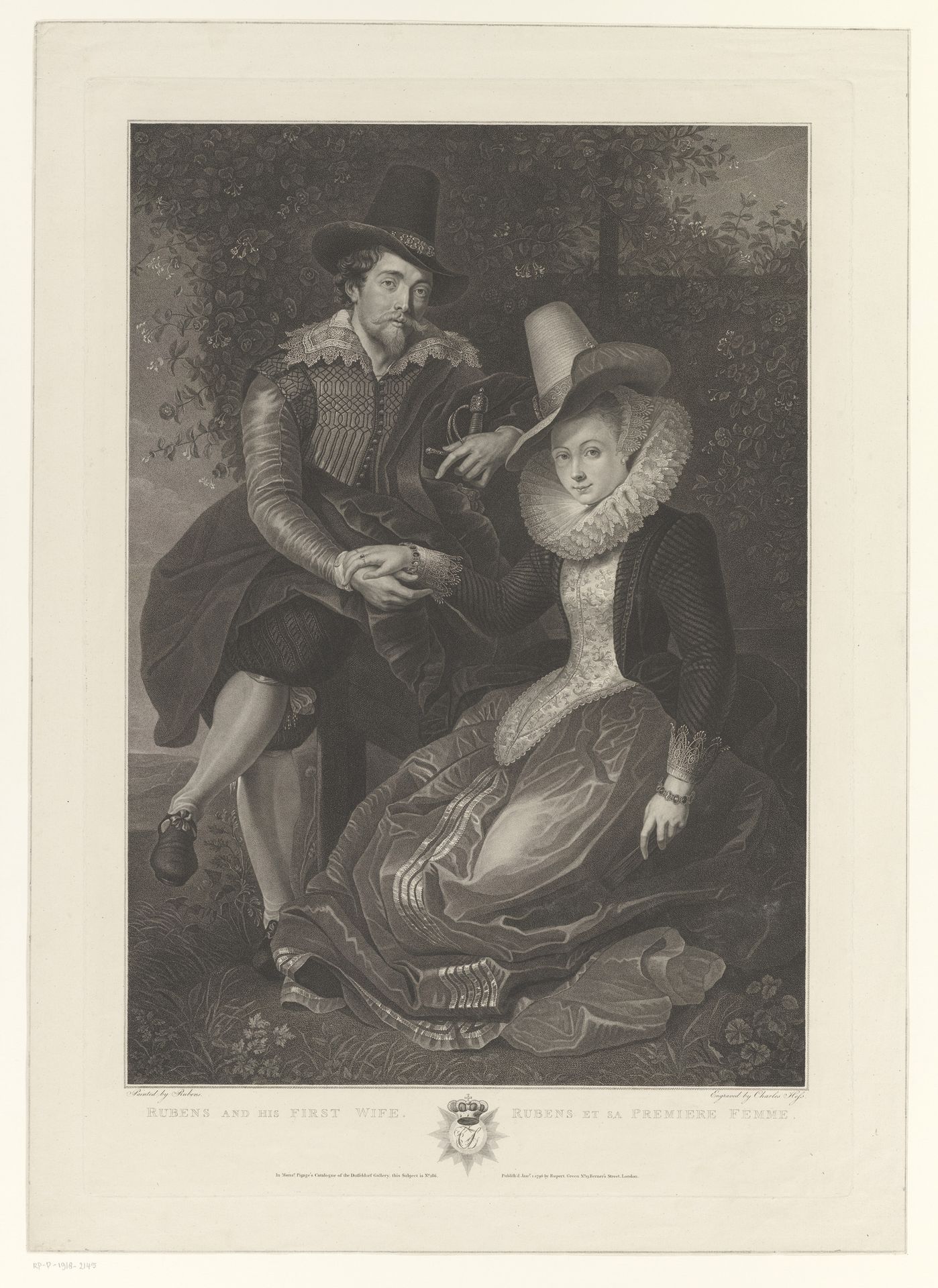 Peter Paul Rubens met zijn eerste echtgenote Isabella Brant by Carl Ernst Christoph Hess