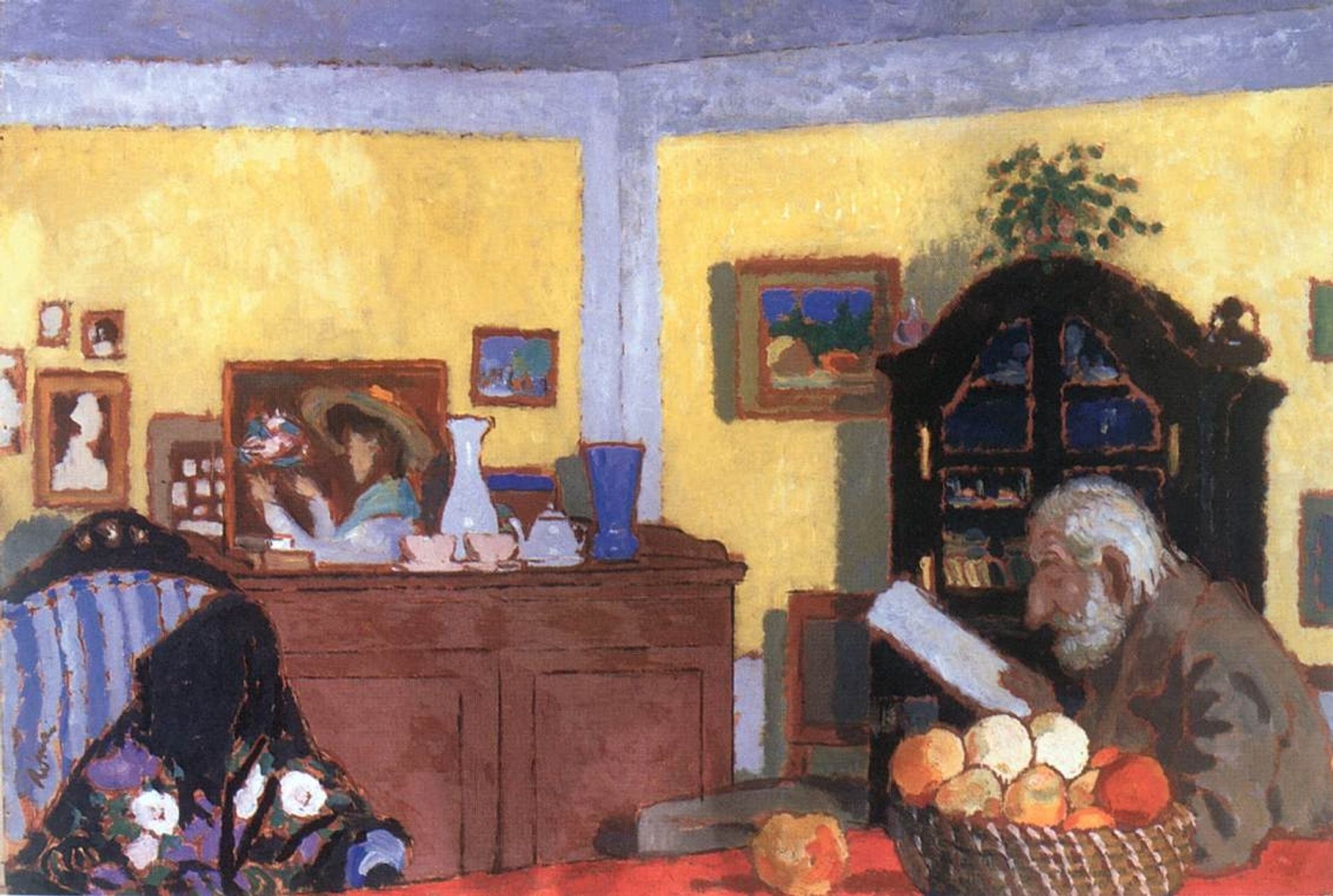Uncle Piacsek in front of the Black Sideboard by Jozsef Rippl-Ronai