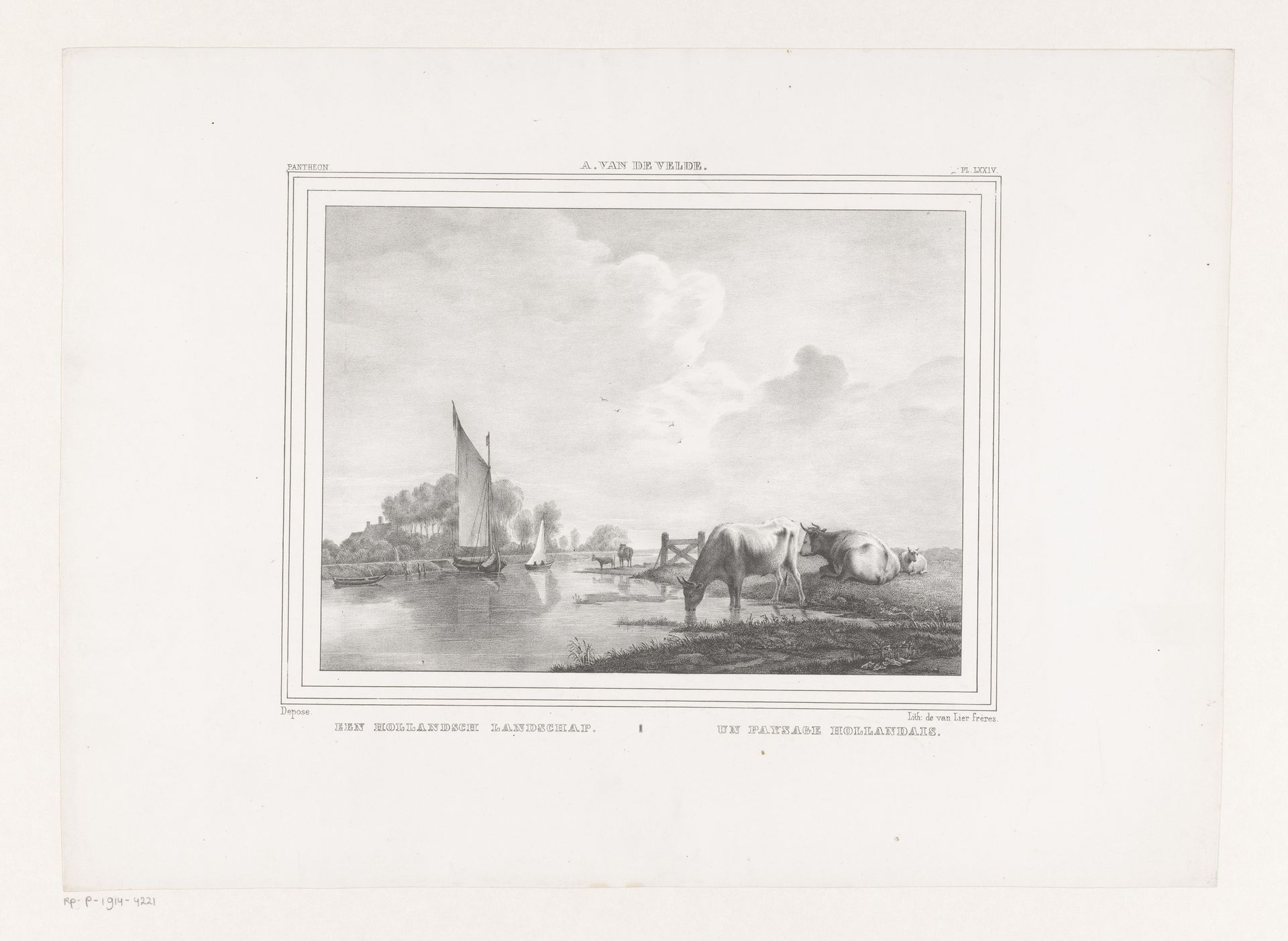 Hollands rivierlandschap met koeien en zeilboten by Gebroeders van Lier