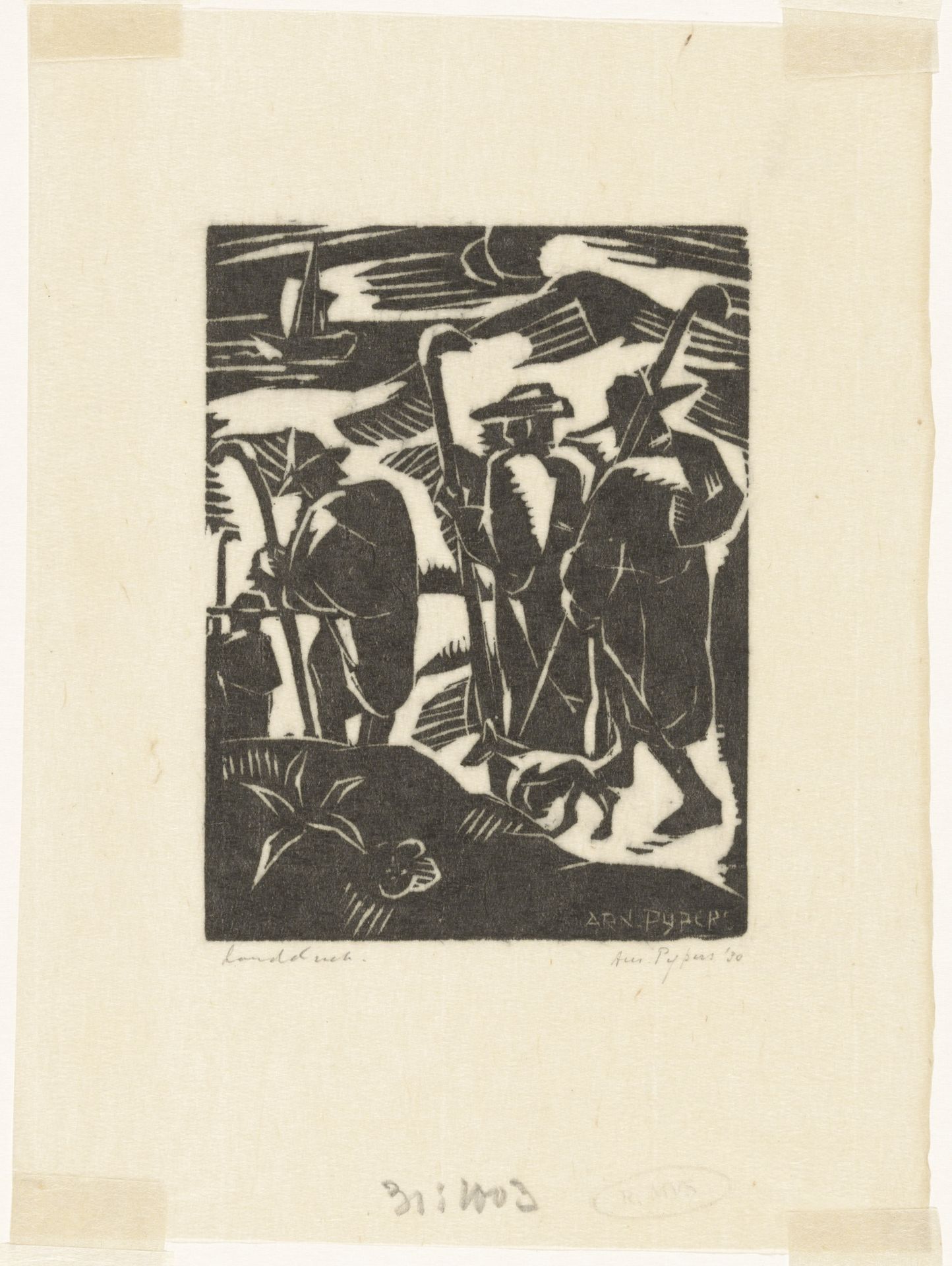 Vier herders en een hond by Arnold Pijpers