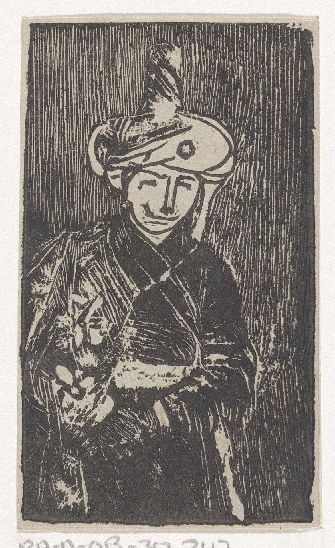 Glimlachende man met een tulband by Jan de Ridder