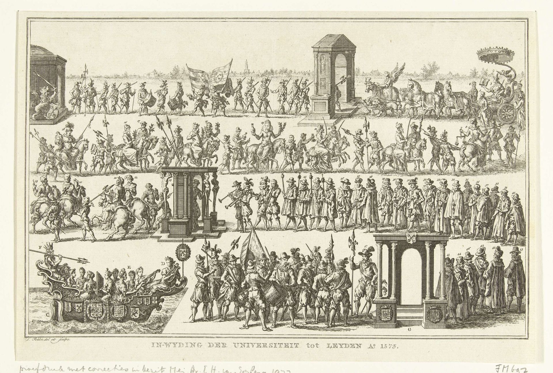 Optocht bij de inwijding van Universiteit van Leiden, 1575 by Simon Fokke