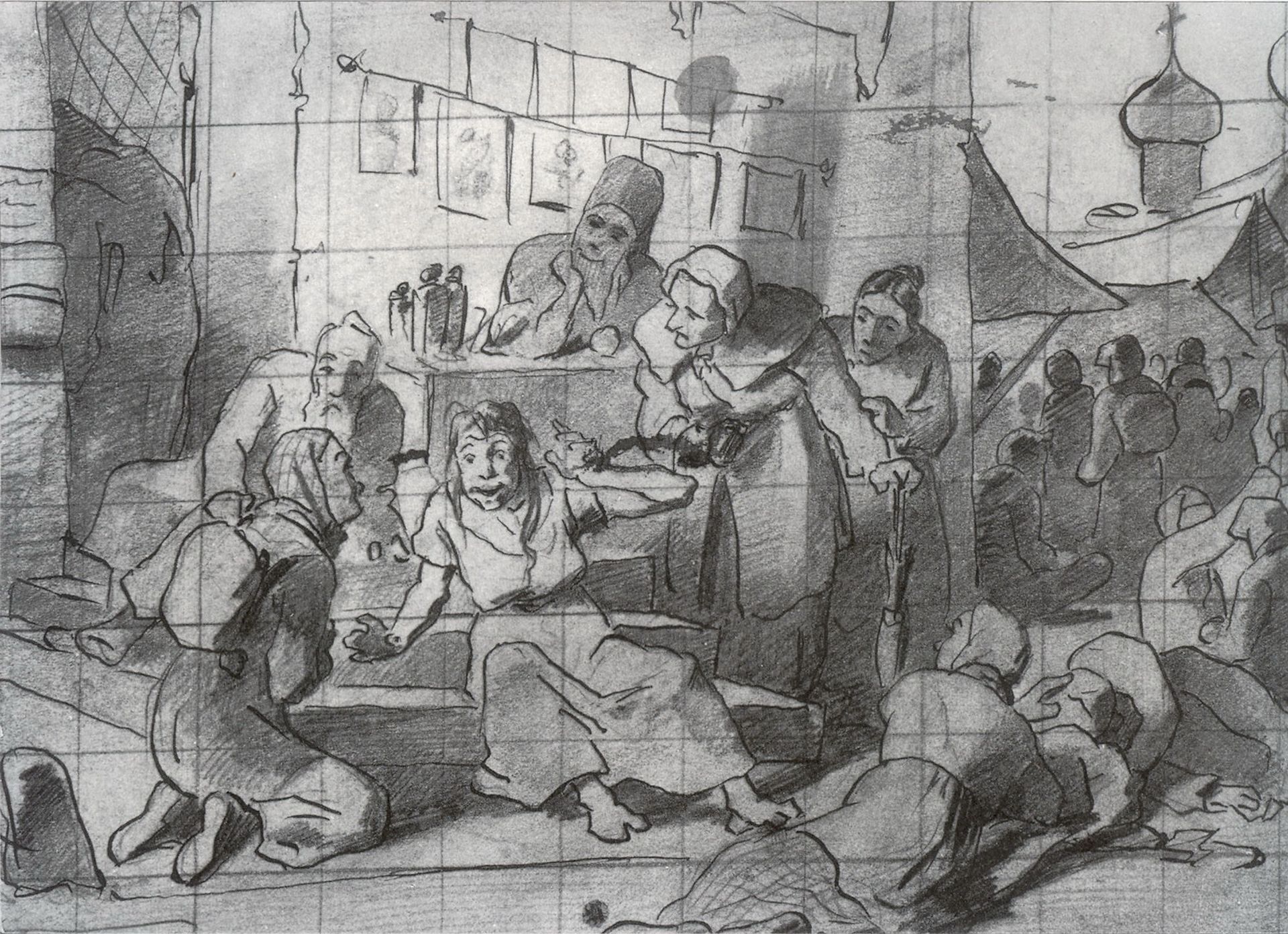 Holy fool, surrounded by pilgrims by Vasily Perov