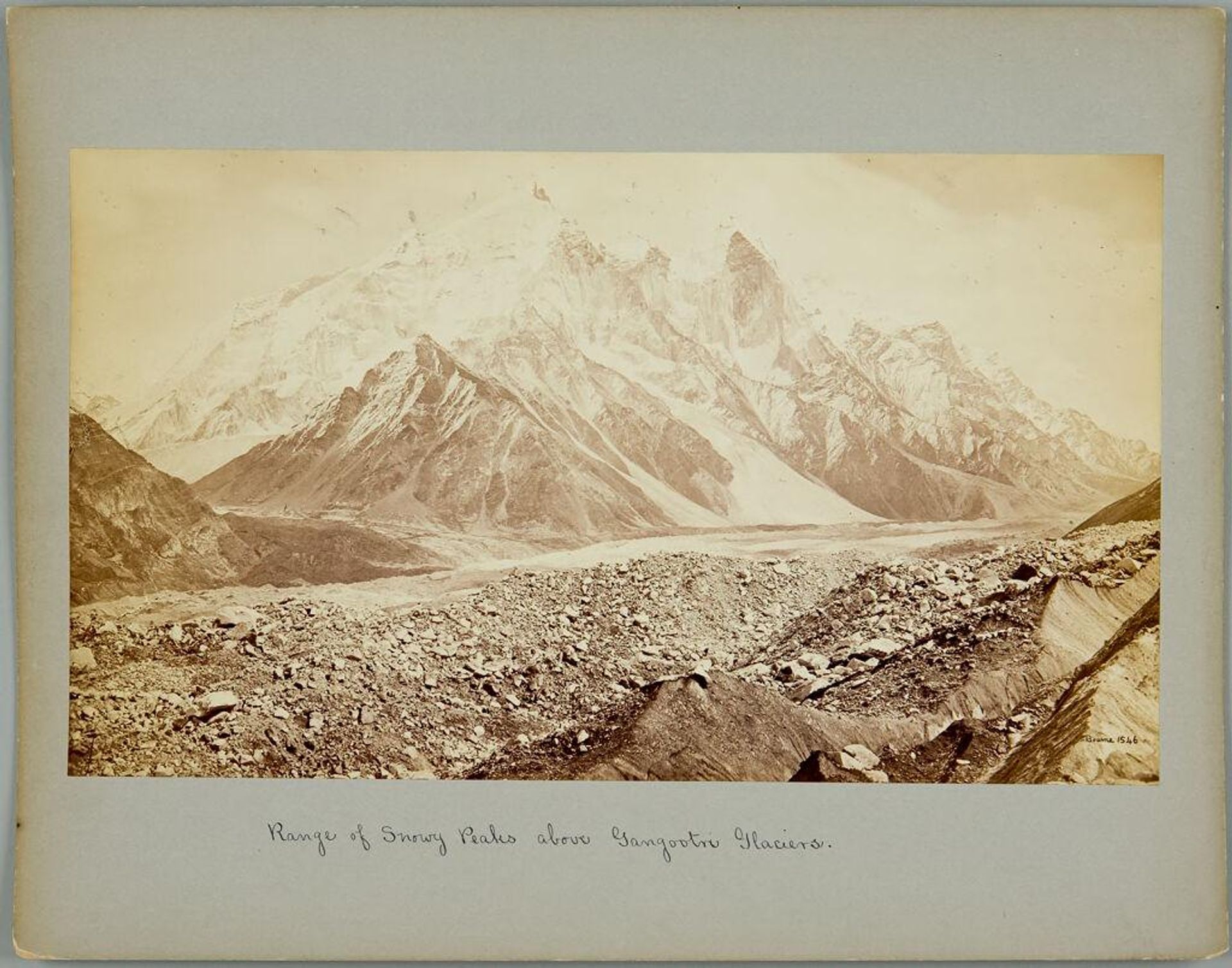 Range of Snowy Peaks above Gangootni Glaciers by Samuel Bourne