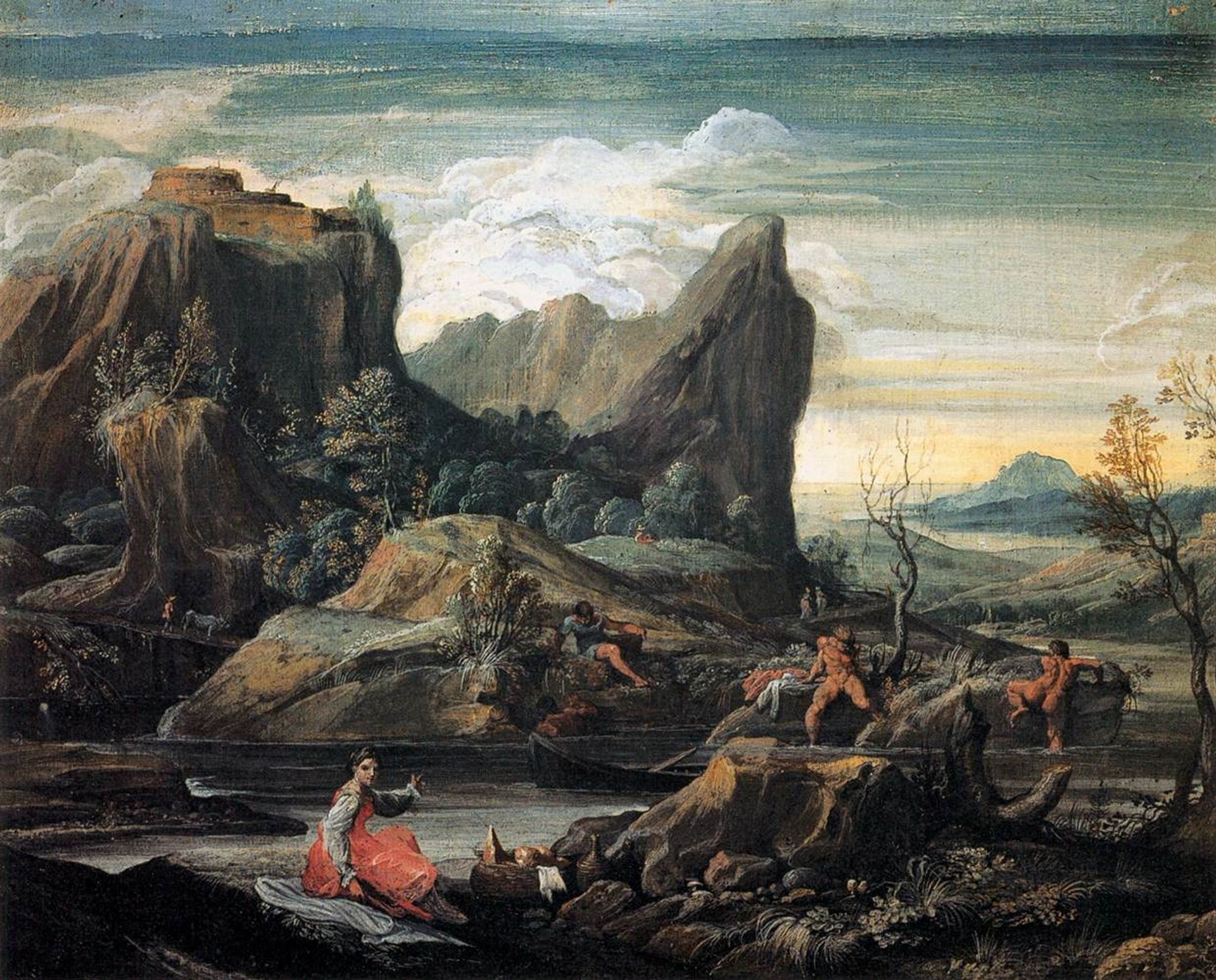 Landscape with Bathers by Agostino Carracci