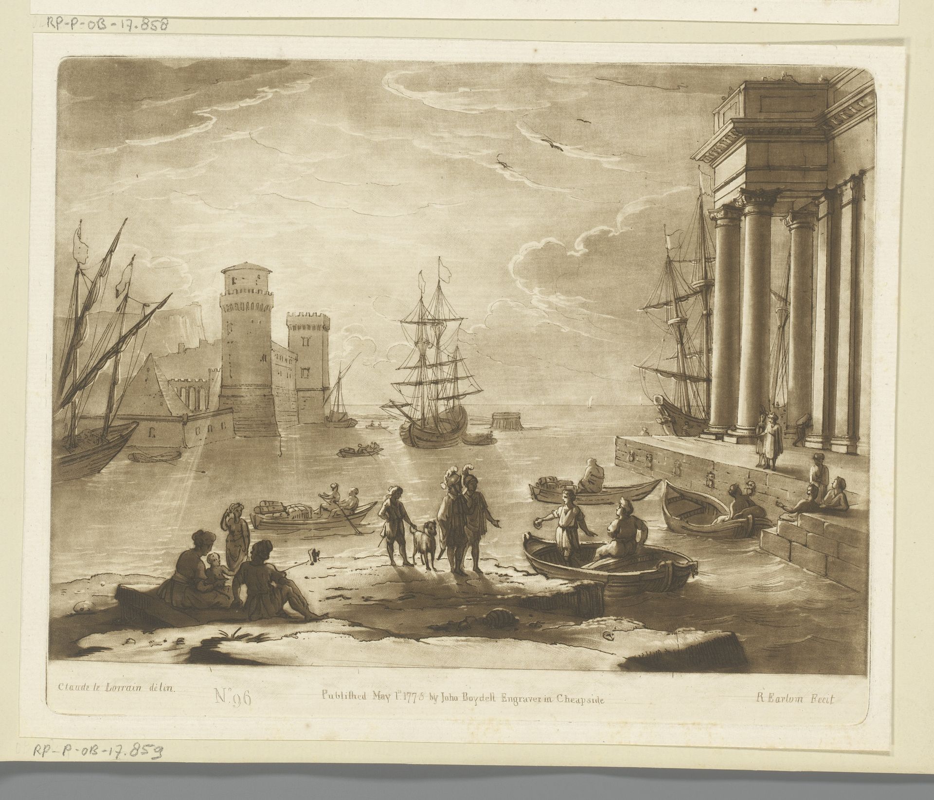 Zeehaven met het vertrek van Odysseus van het eiland van de Feniciërs by Richard Earlom