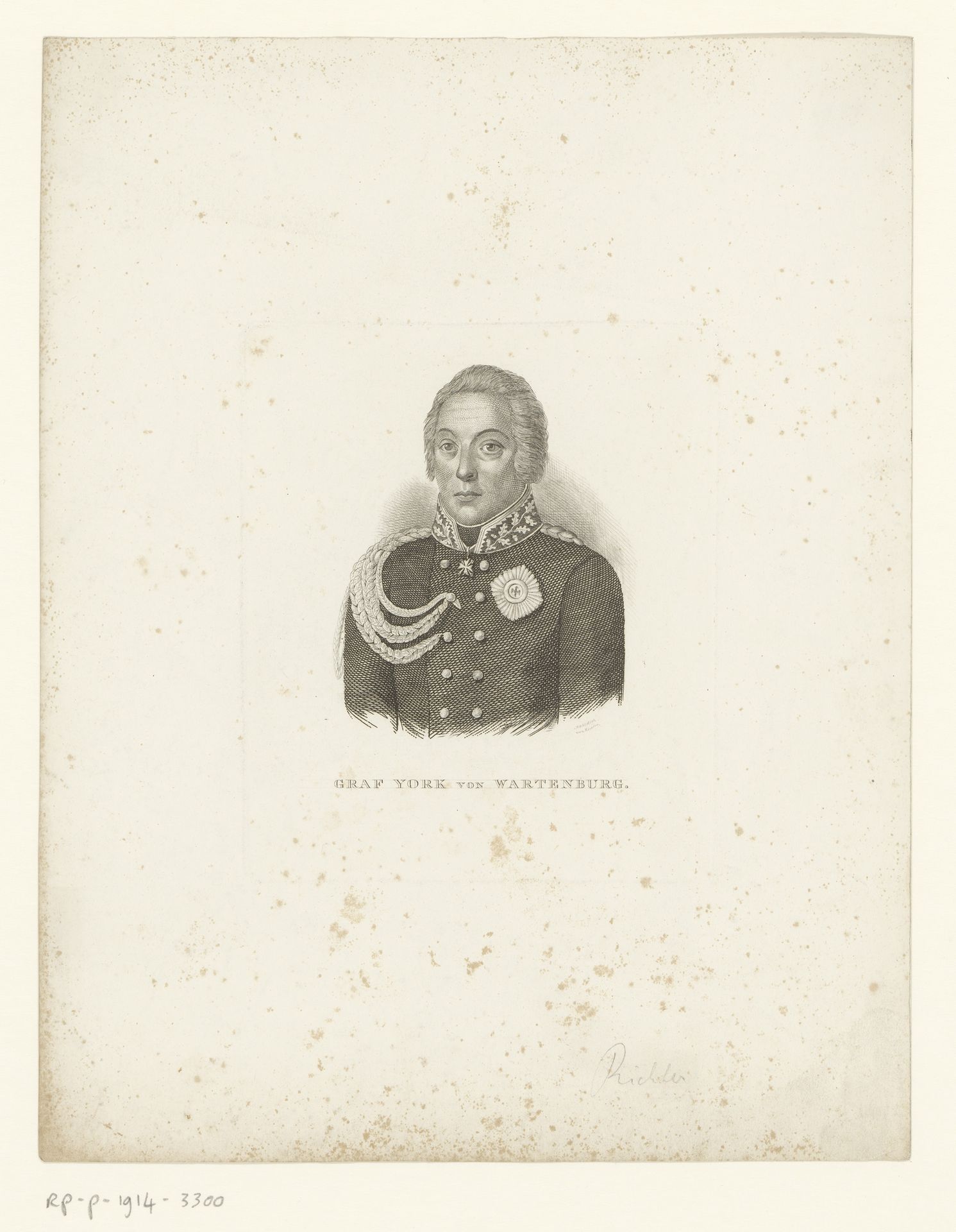 Portret van Johann David Ludwig, graaf Yorck von Wartenburg by F. Richter