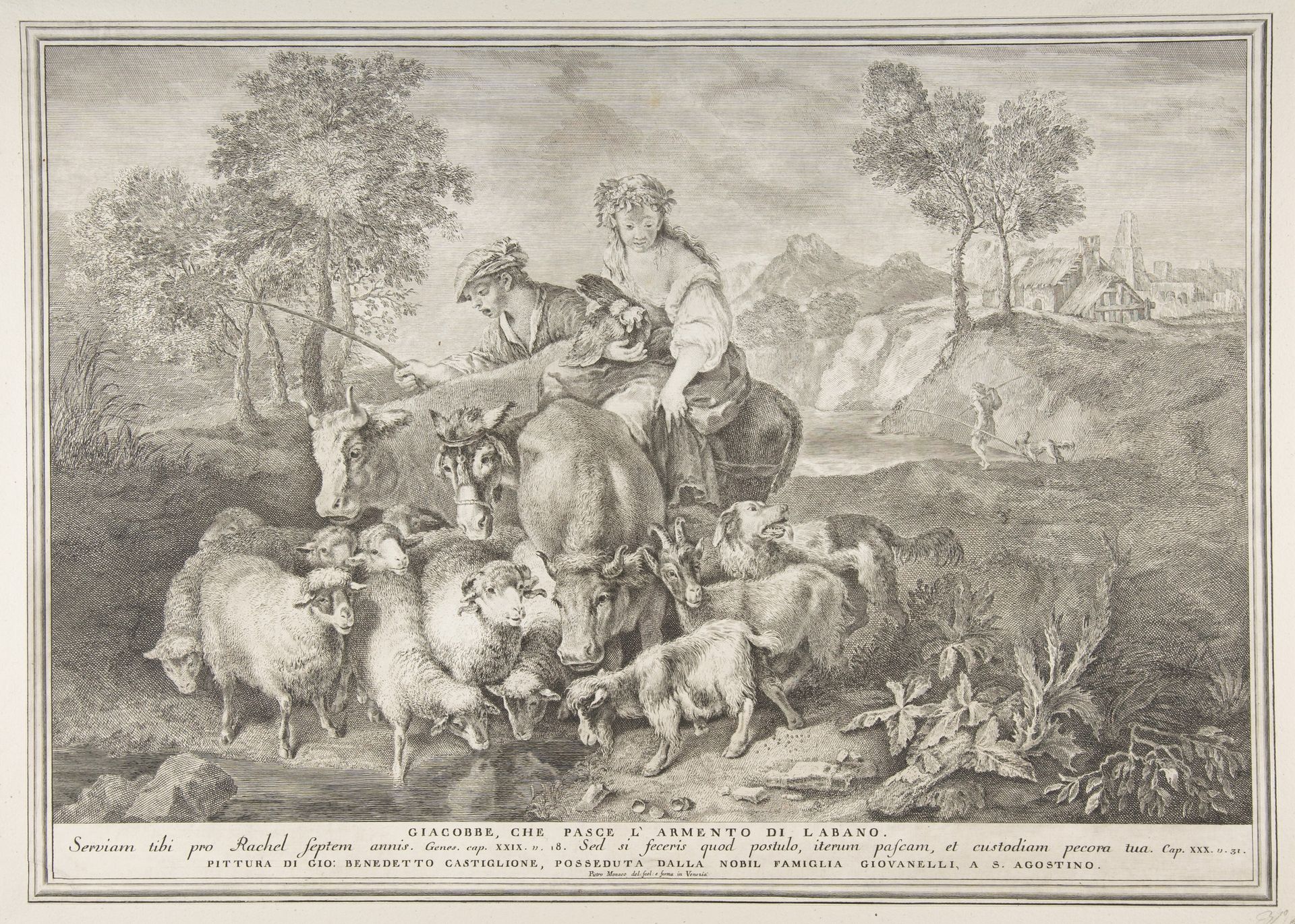 Jacob tending Laban's flock (Giacobbe, che pasce l'armento di Labano) by Pietro Monaco