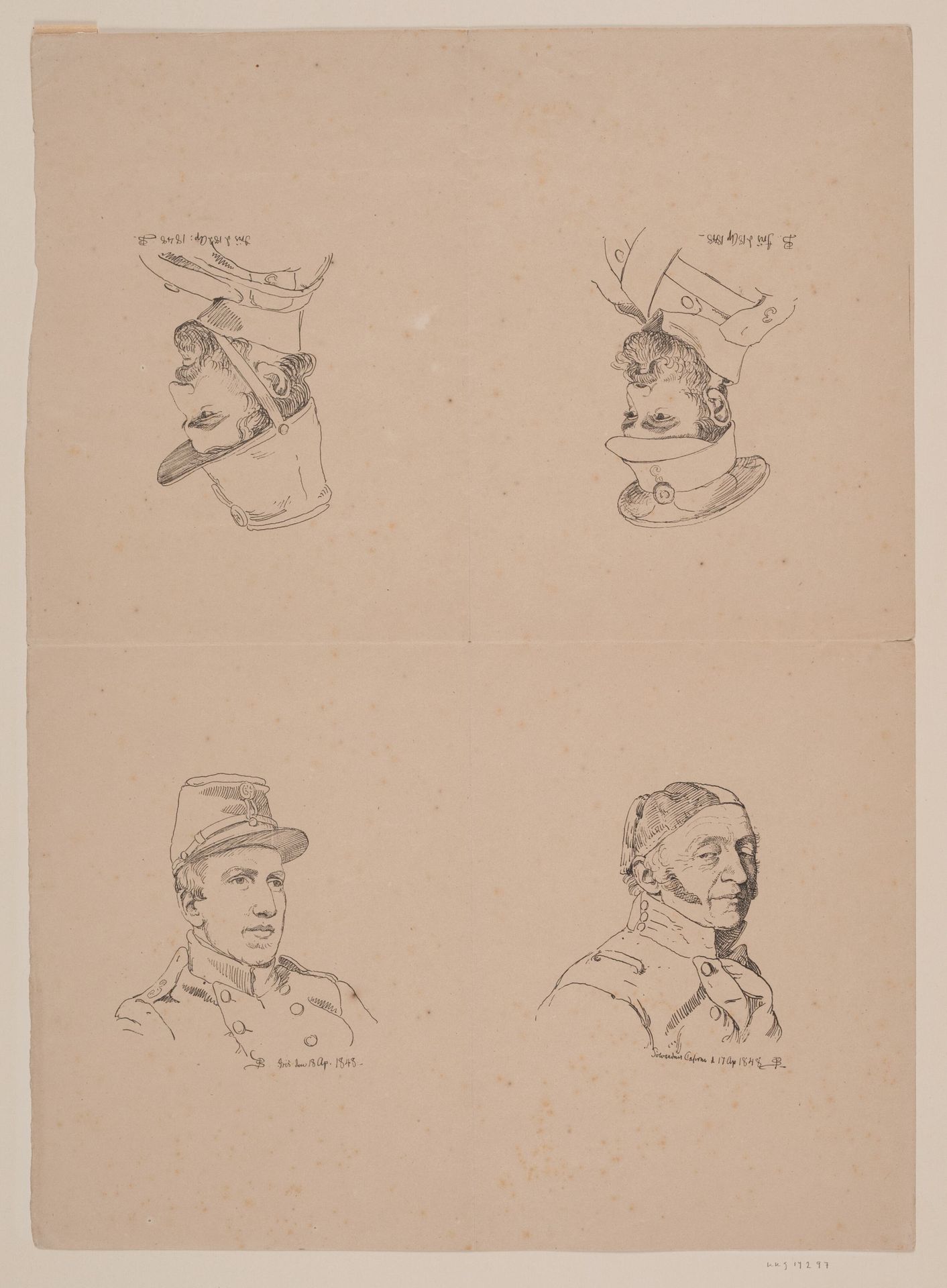 Portrætter af Carlo Dalgas, J. Th. Lundbye, Svend Grundtvig og Major Blom by P.C. Skovgaard