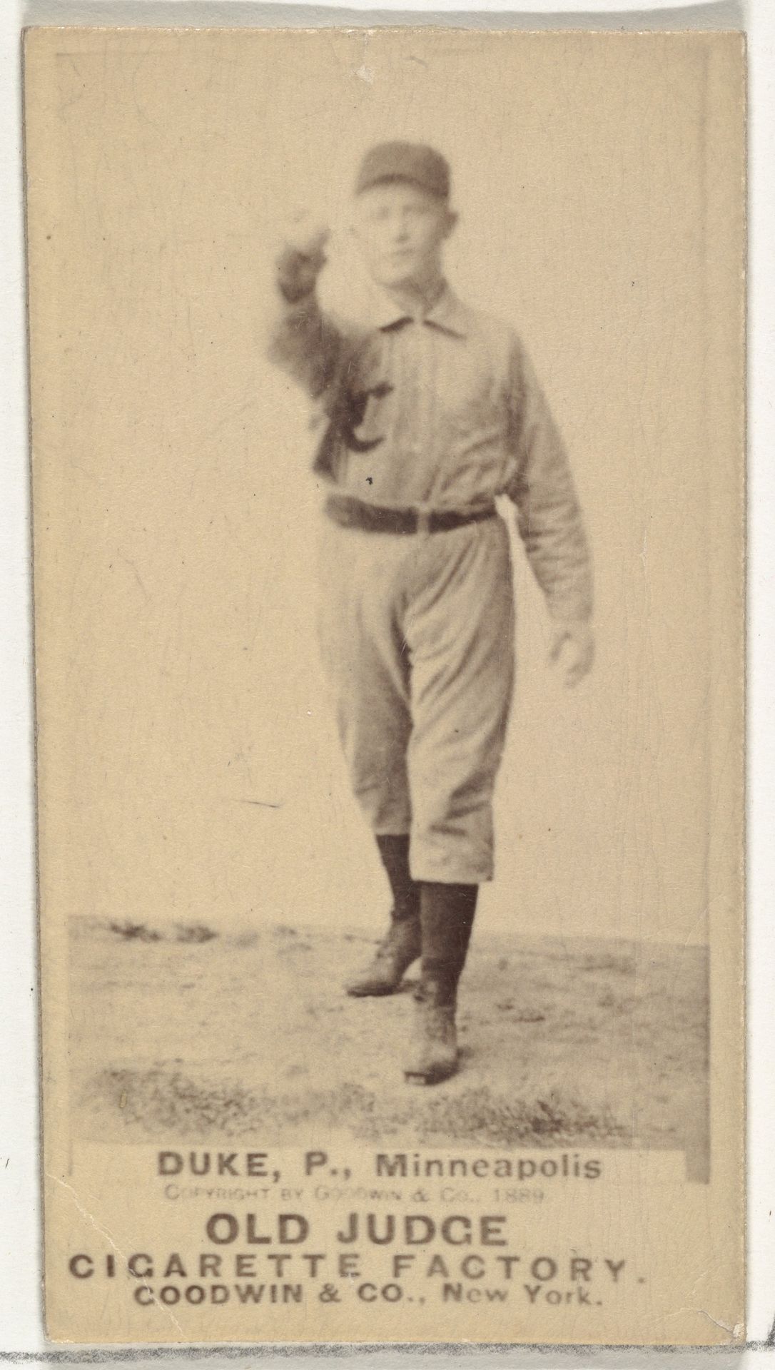 Martin F. "Duck" Duke, Pitcher, Minneapolis, from the Old Judge series (N172) for Old Judge Cigarettes by Goodwin & Company