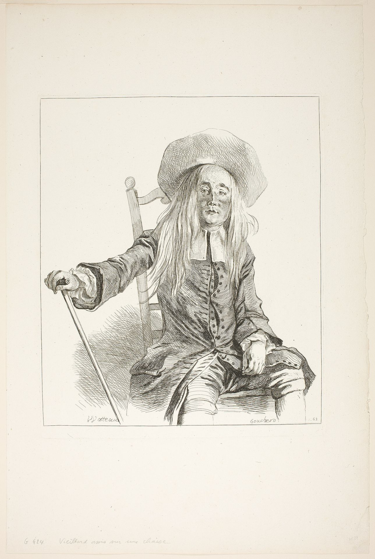 Man Seated on a Chair by Francois Boucher