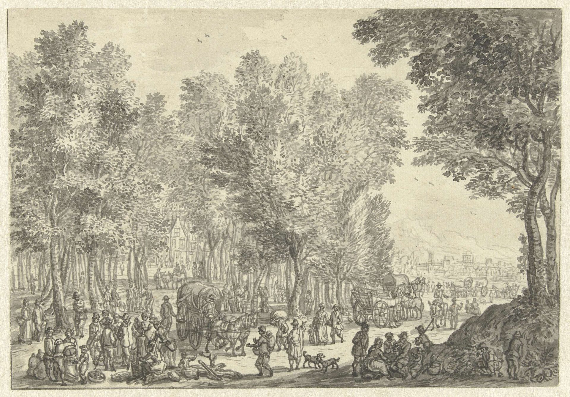Jaarmarkt onder bomen by Hendrik Soukens