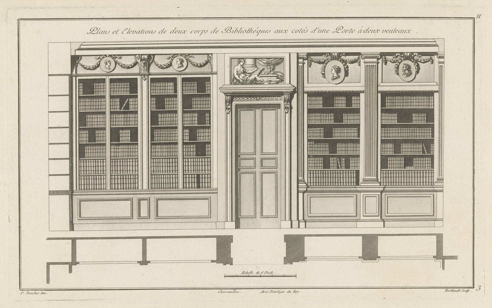 Deur en twee boekenkasten by Pierre Gabriel Berthault