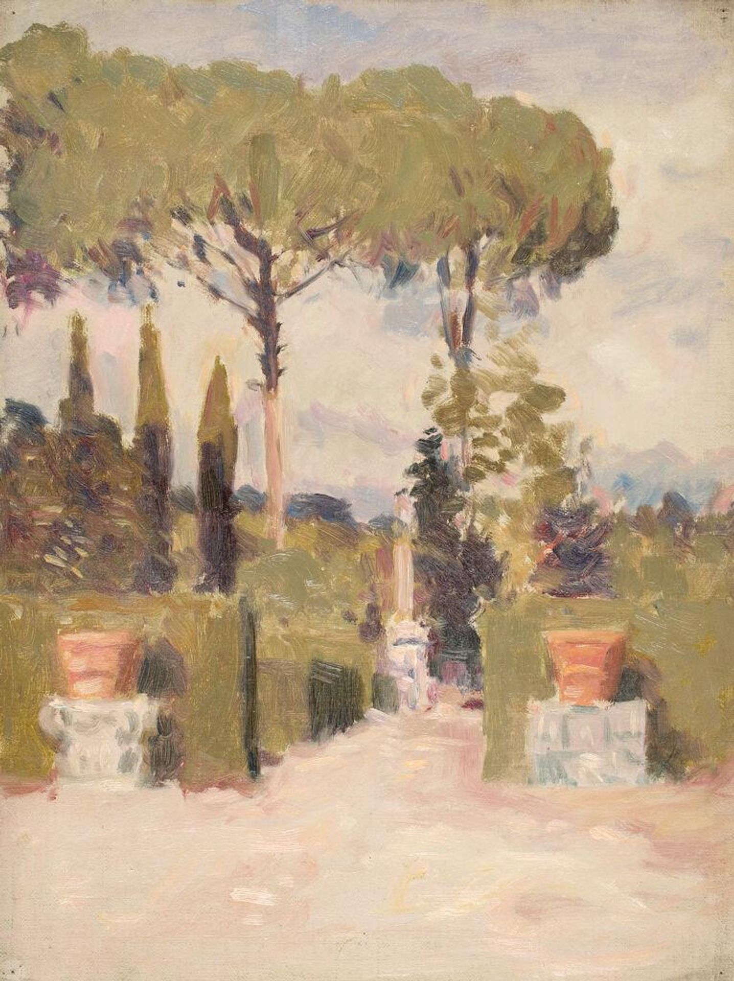 Landscape with Hedge and Planters by Denman Waldo Ross