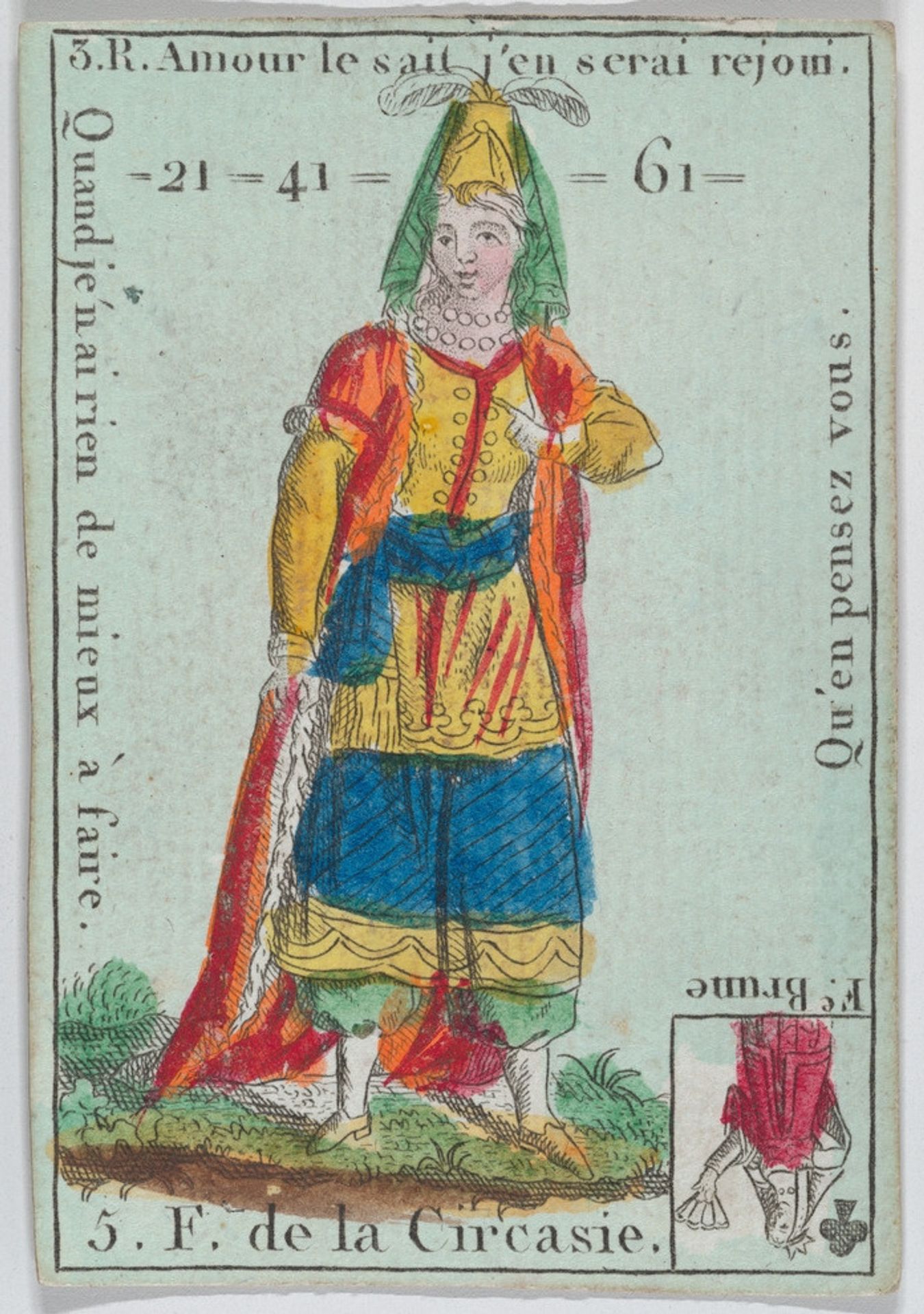 F. de la Circasie from playing cards "Jeu d'Or" by Anonymous