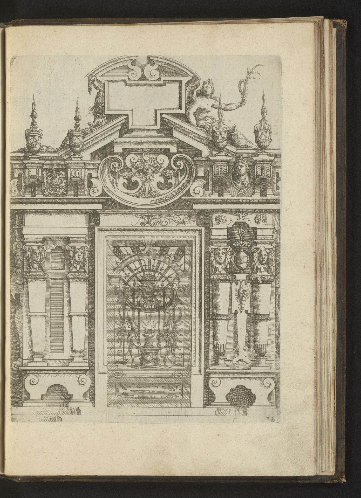 Portaal gedecoreerd met guirlandes en mascarons by Wendel (I) Dietterlin