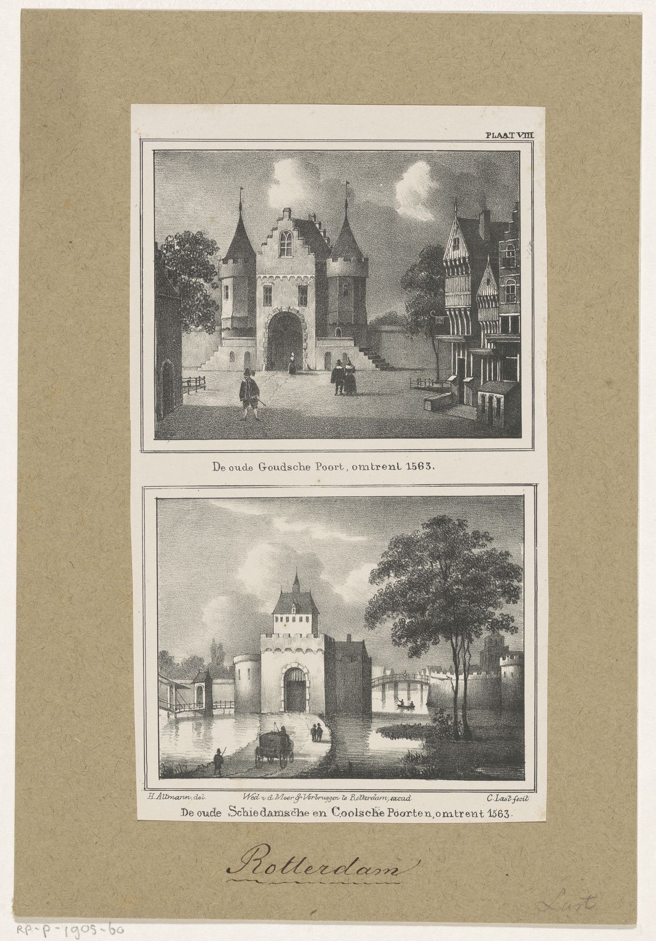 Twee oude stadspoorten in Rotterdam by Carel Christiaan Antony Last